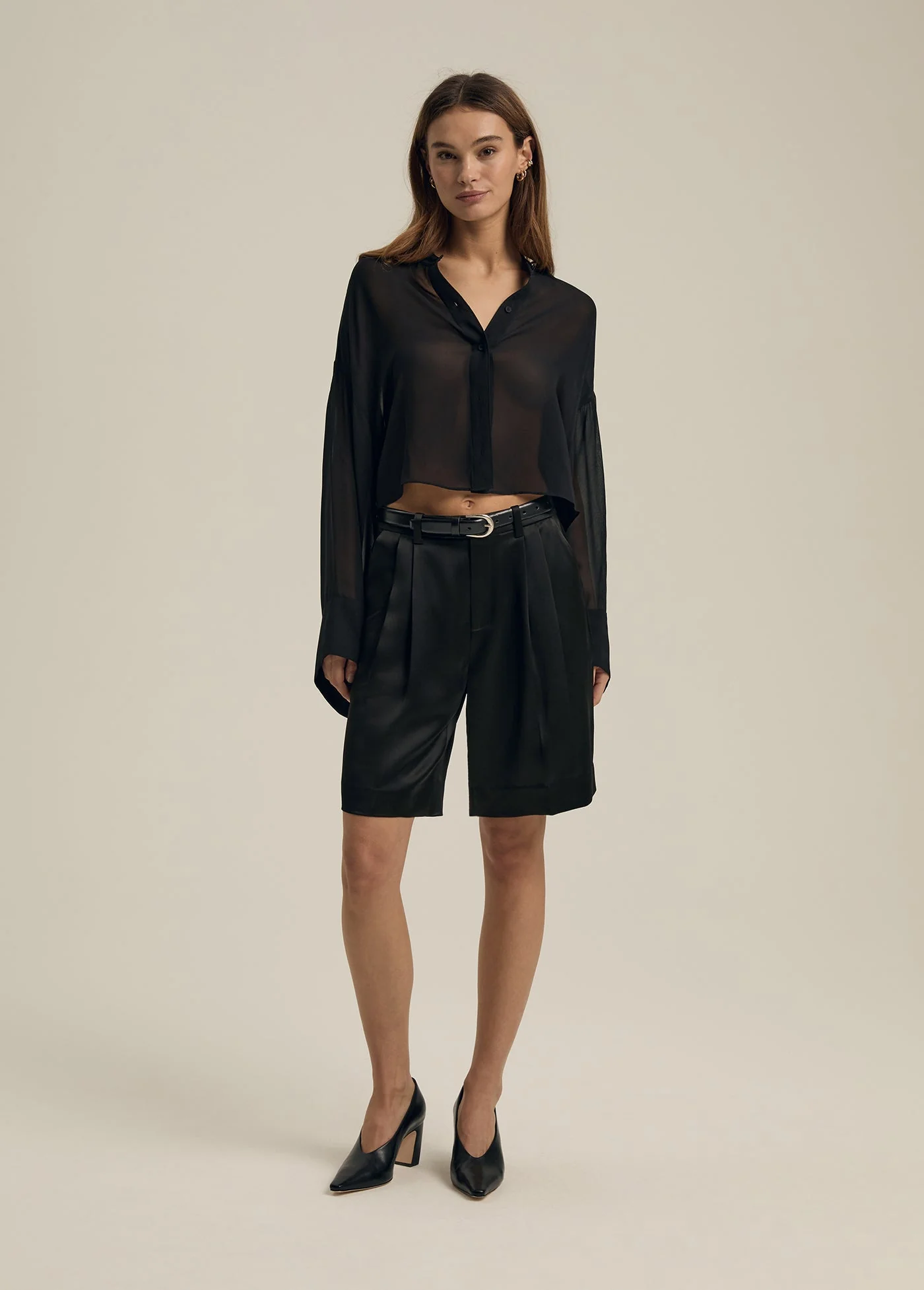 The Low Favorite Bermuda Short | Black Satin