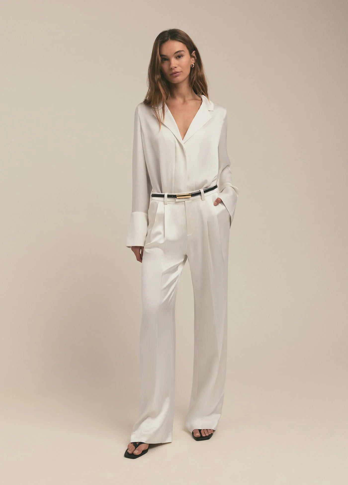 The Low Favorite Satin Pant | Ivory Satin