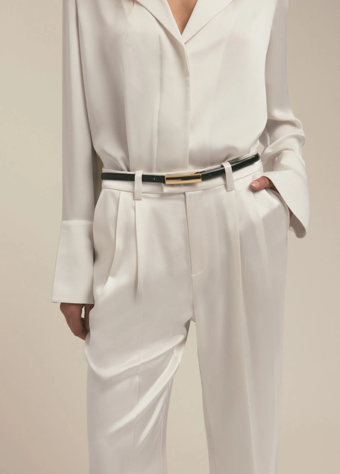 The Low Favorite Satin Pant | Ivory Satin - Image 2