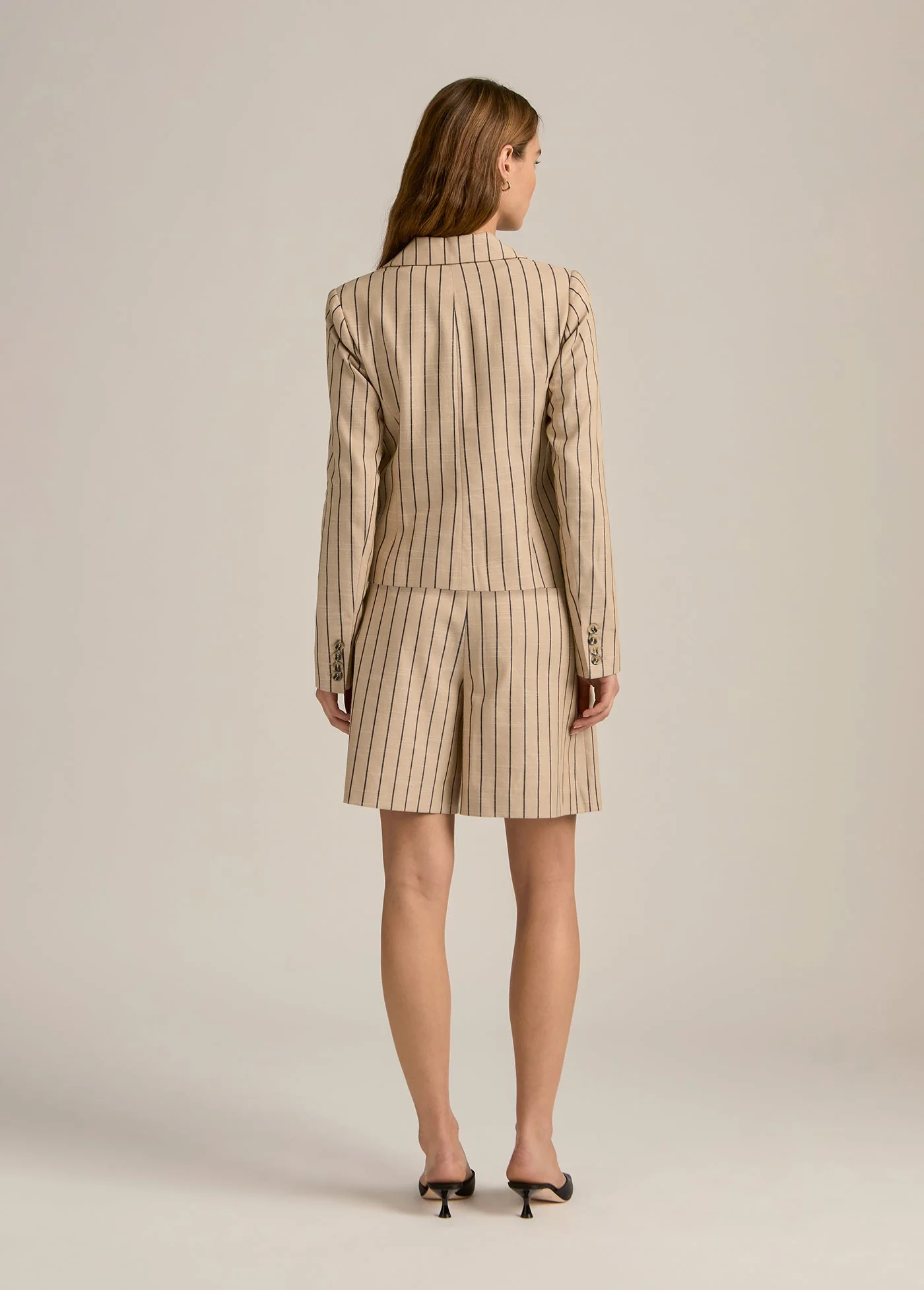 The Miranda Blazer | Beige Navy Stripe - Image 4