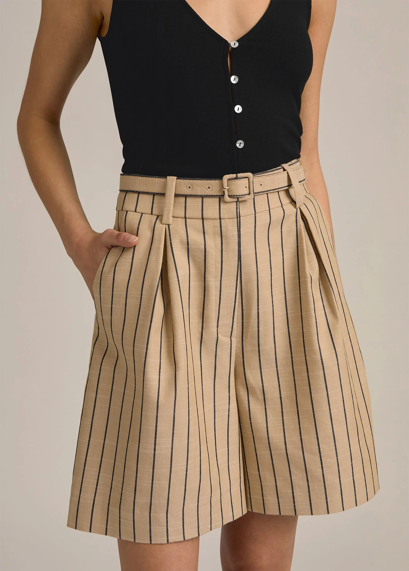 The Miranda Short | Beige Navy Stripe - Image 4