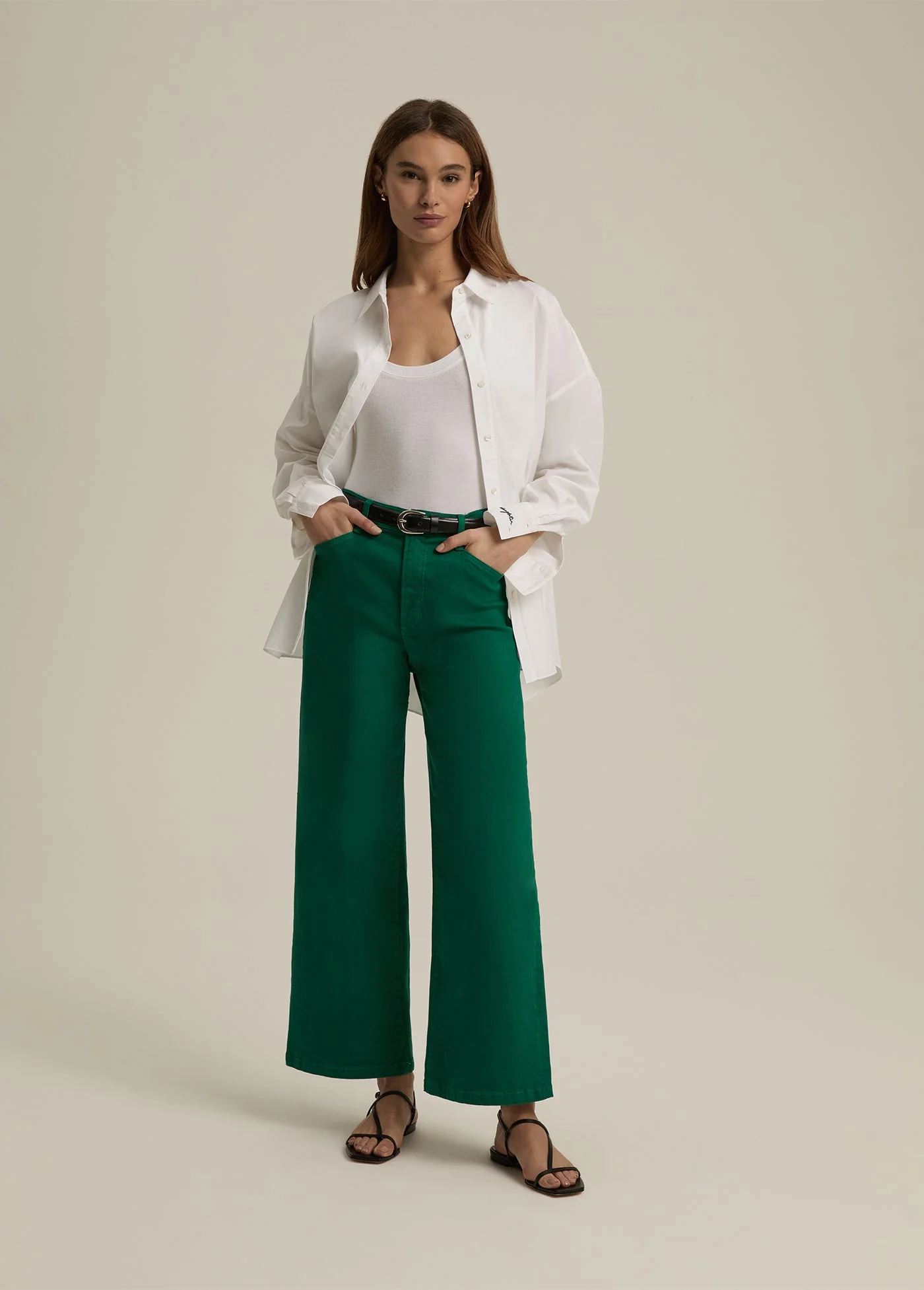 The Mischa Super High Rise Wide Leg Ankle | Emerald