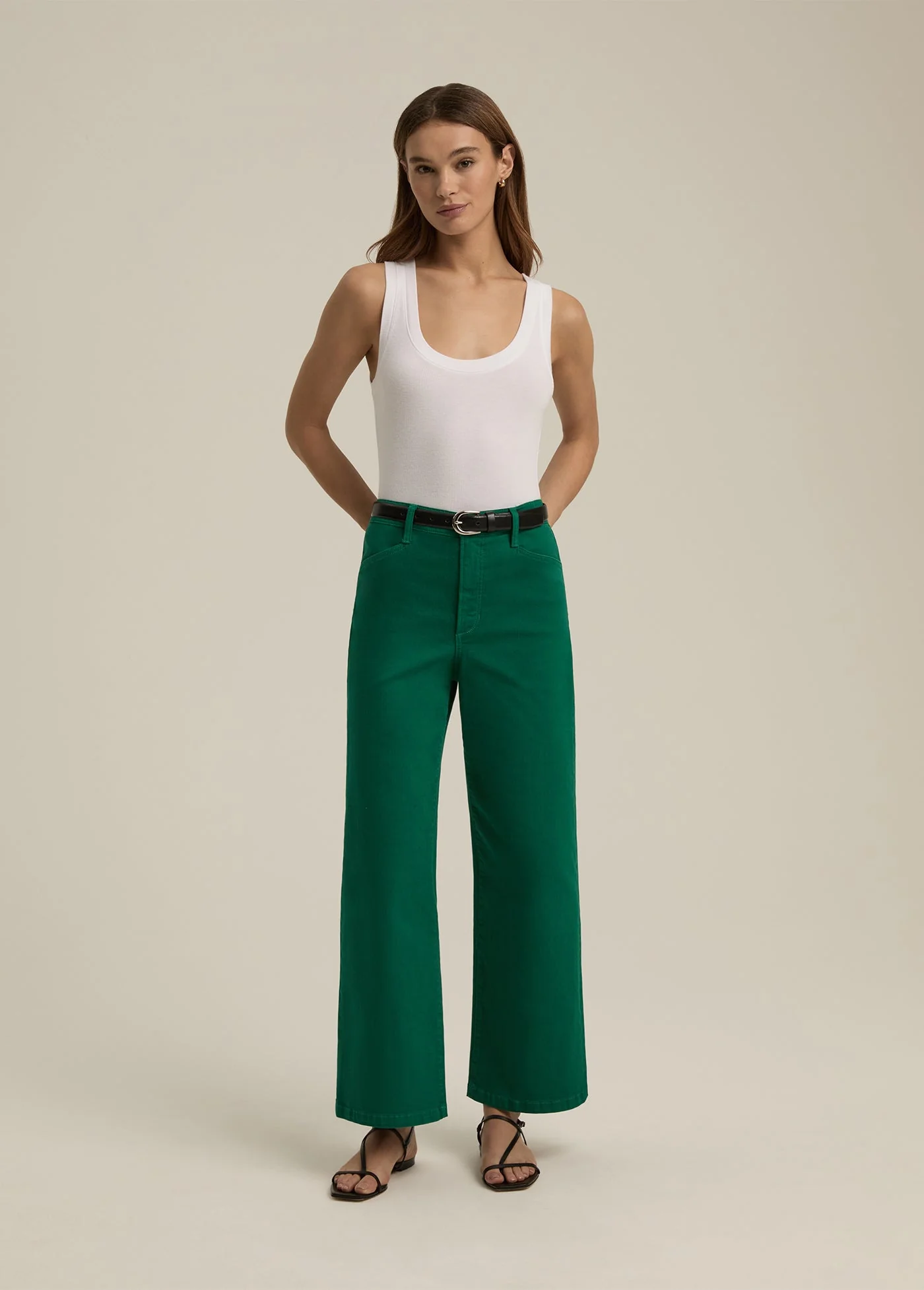 The Mischa Super High Rise Wide Leg Ankle | Emerald - Image 2