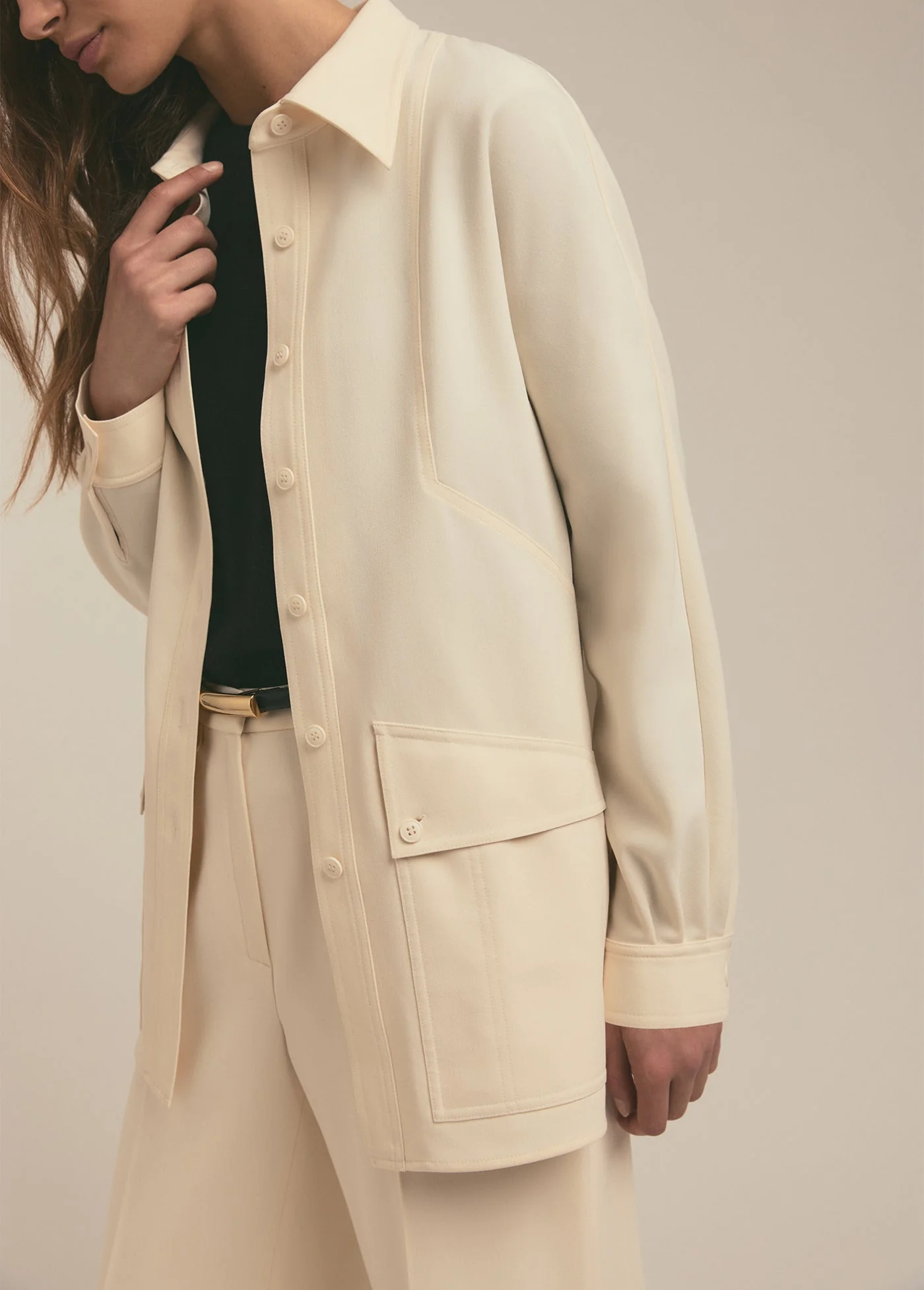 The Nora Shirt Jacket | Vanilla - Image 2