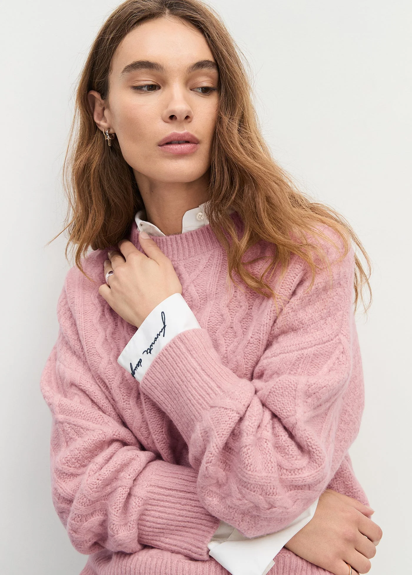 The Oversized Cable Sweater | Whimsical Rose - Image 2