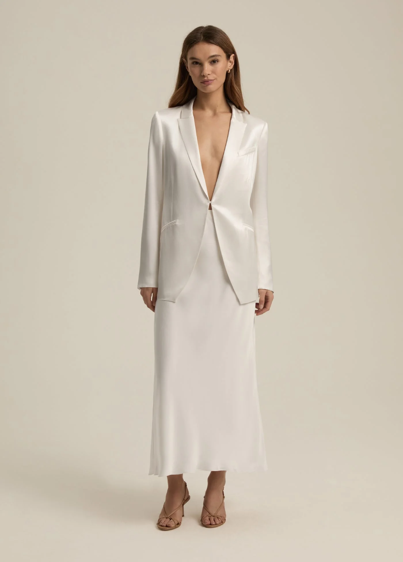 The Satin Blazer | Ivory - Image 2