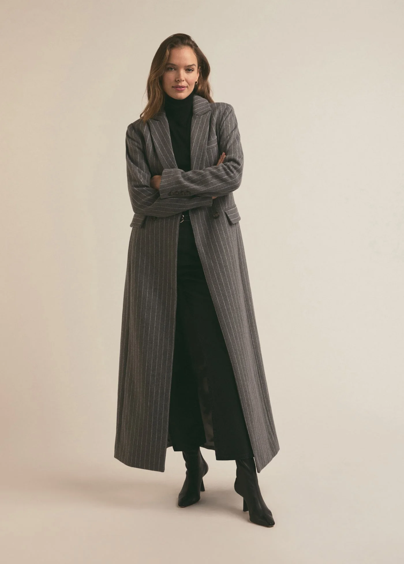 The Simon Coat | Grey White Pinstripe - Image 2