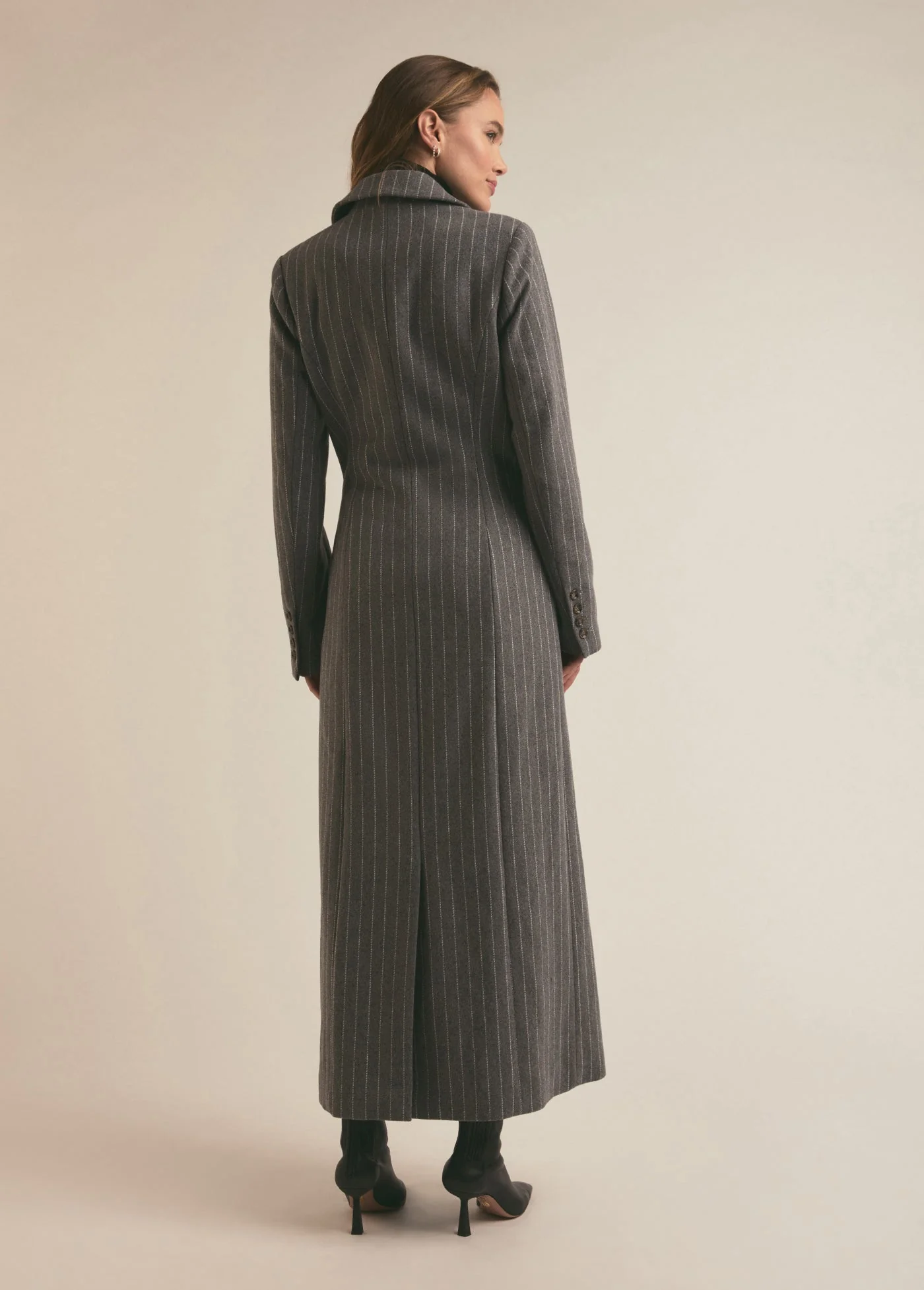 The Simon Coat | Grey White Pinstripe - Image 5