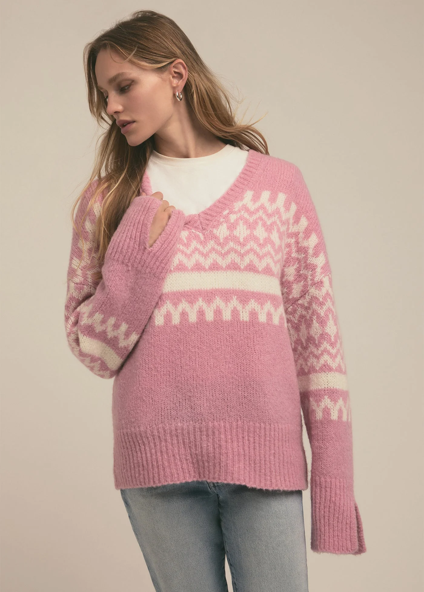 The Winter William Sweater | Pink Fairisle - Image 2
