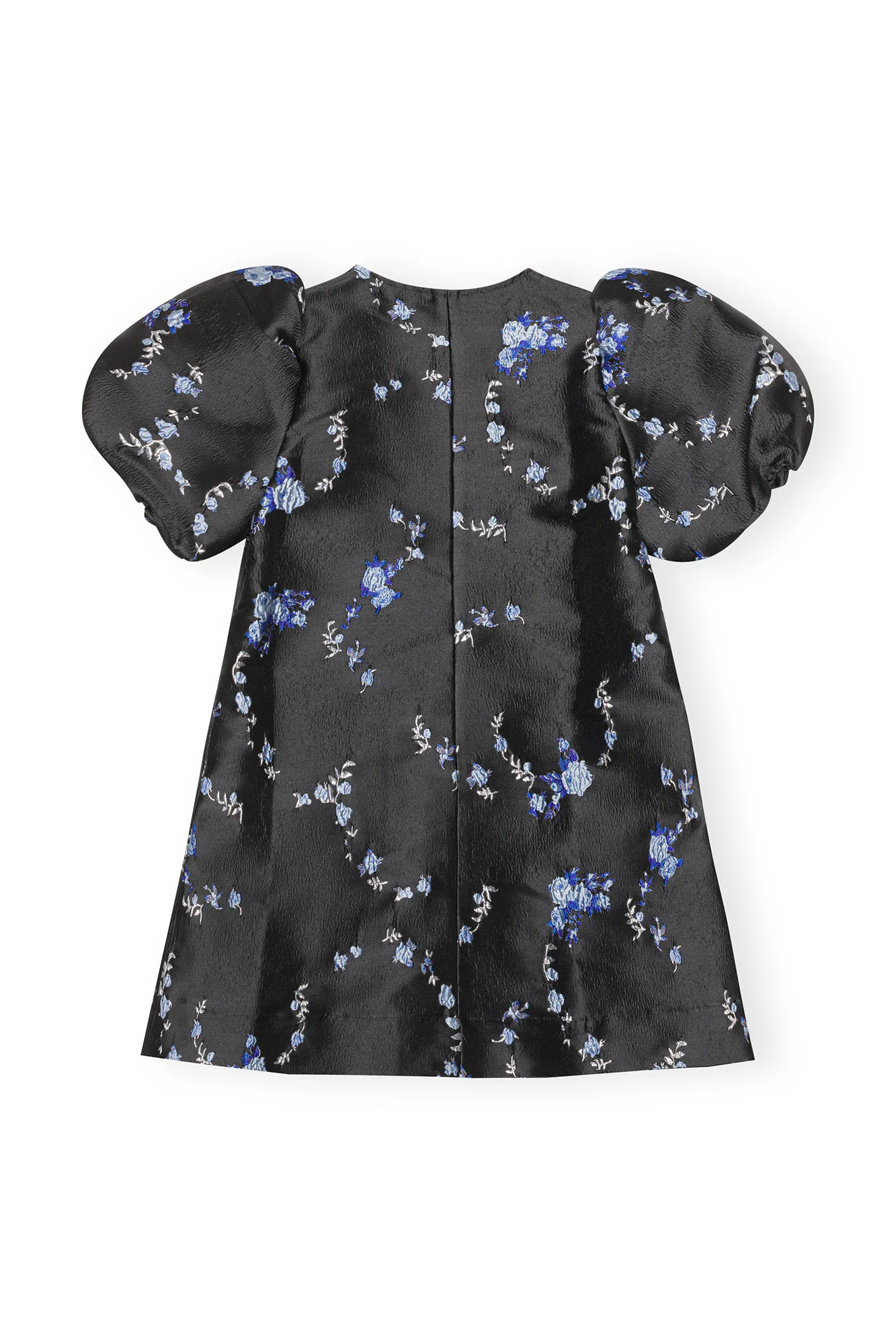 3D Jacquard A-Line Mini Dress | Black/Blue - Image 2