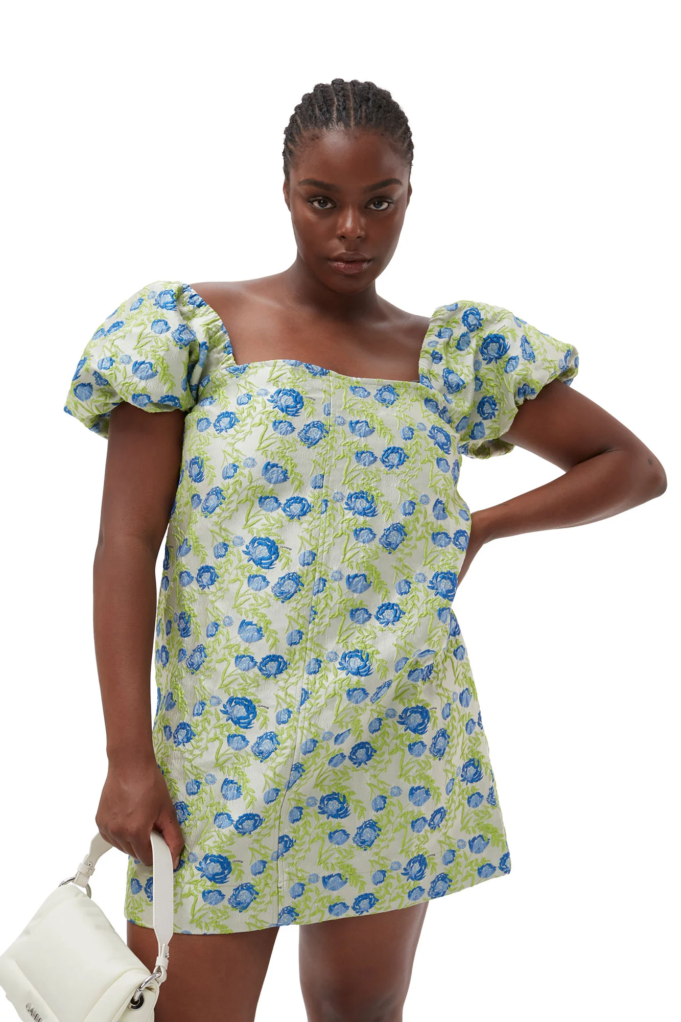 3D Jacquard Mini Dress | Oyster Gray - Image 9