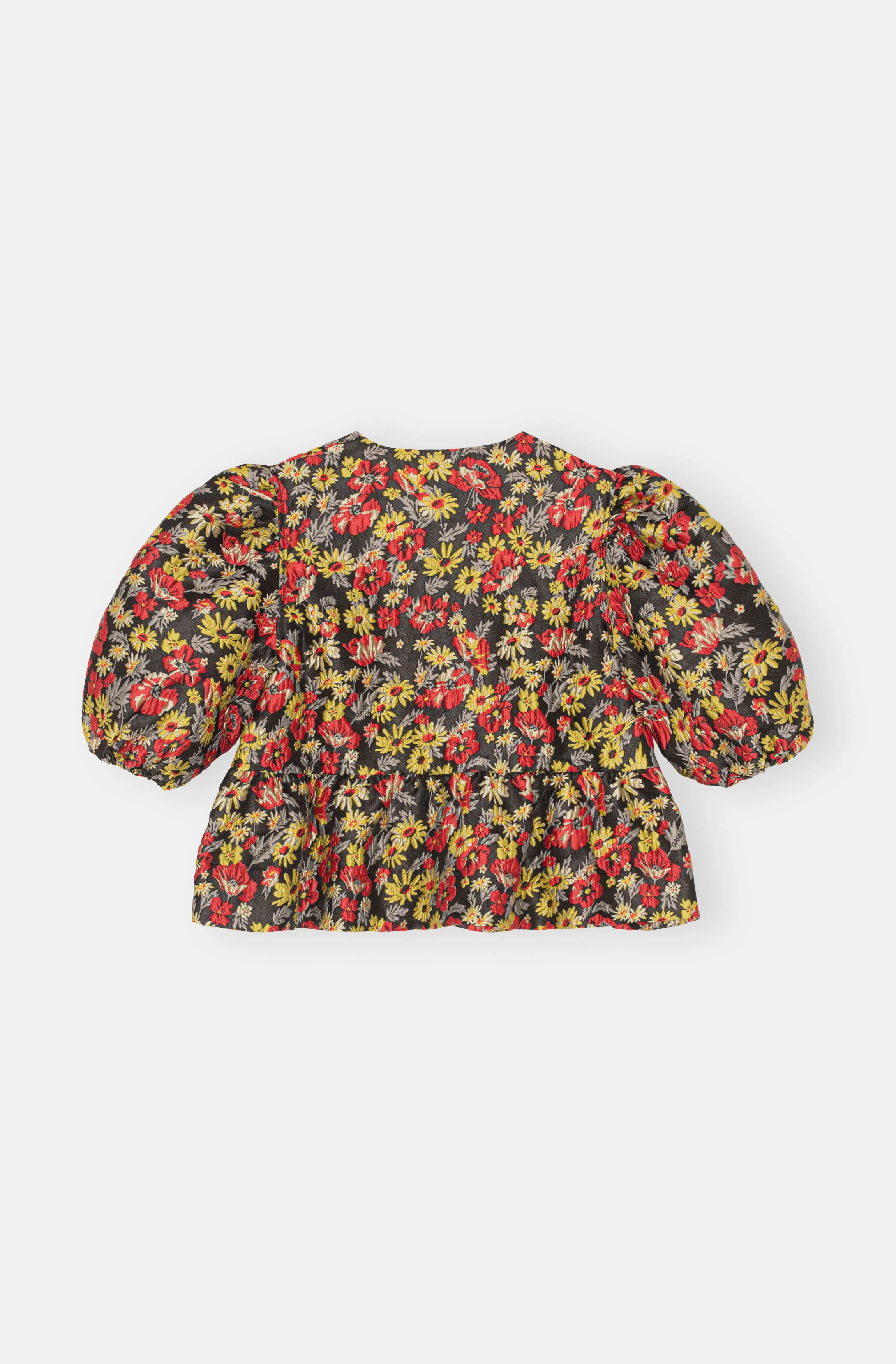 3D Jacquard Peplum Blouse | Meadow Black - Image 2