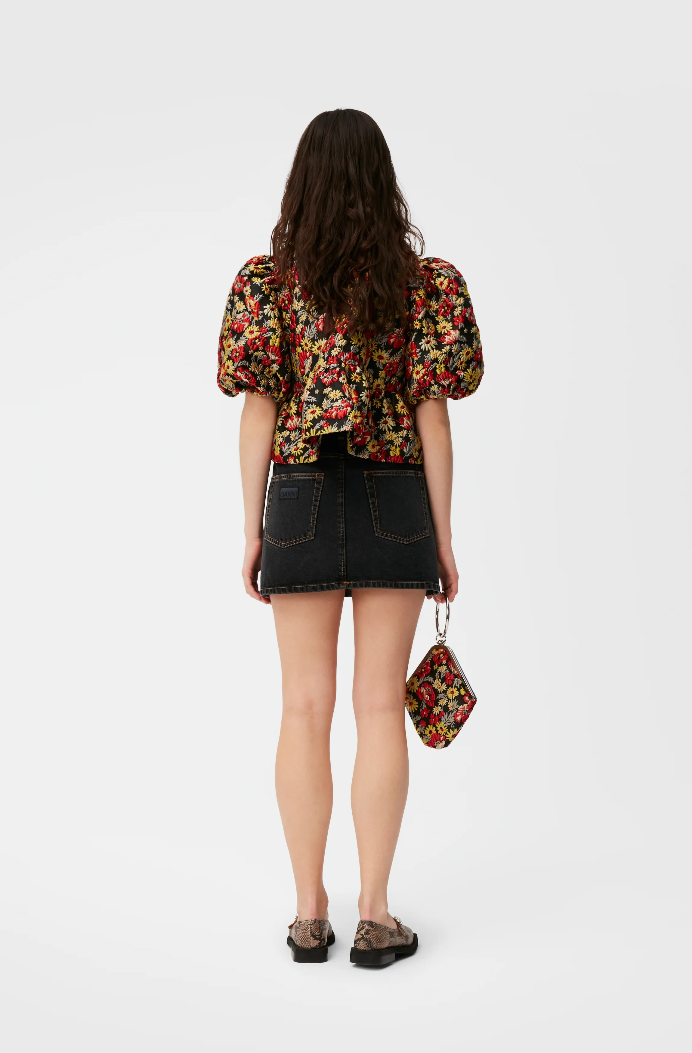 3D Jacquard Peplum Blouse | Meadow Black - Image 5
