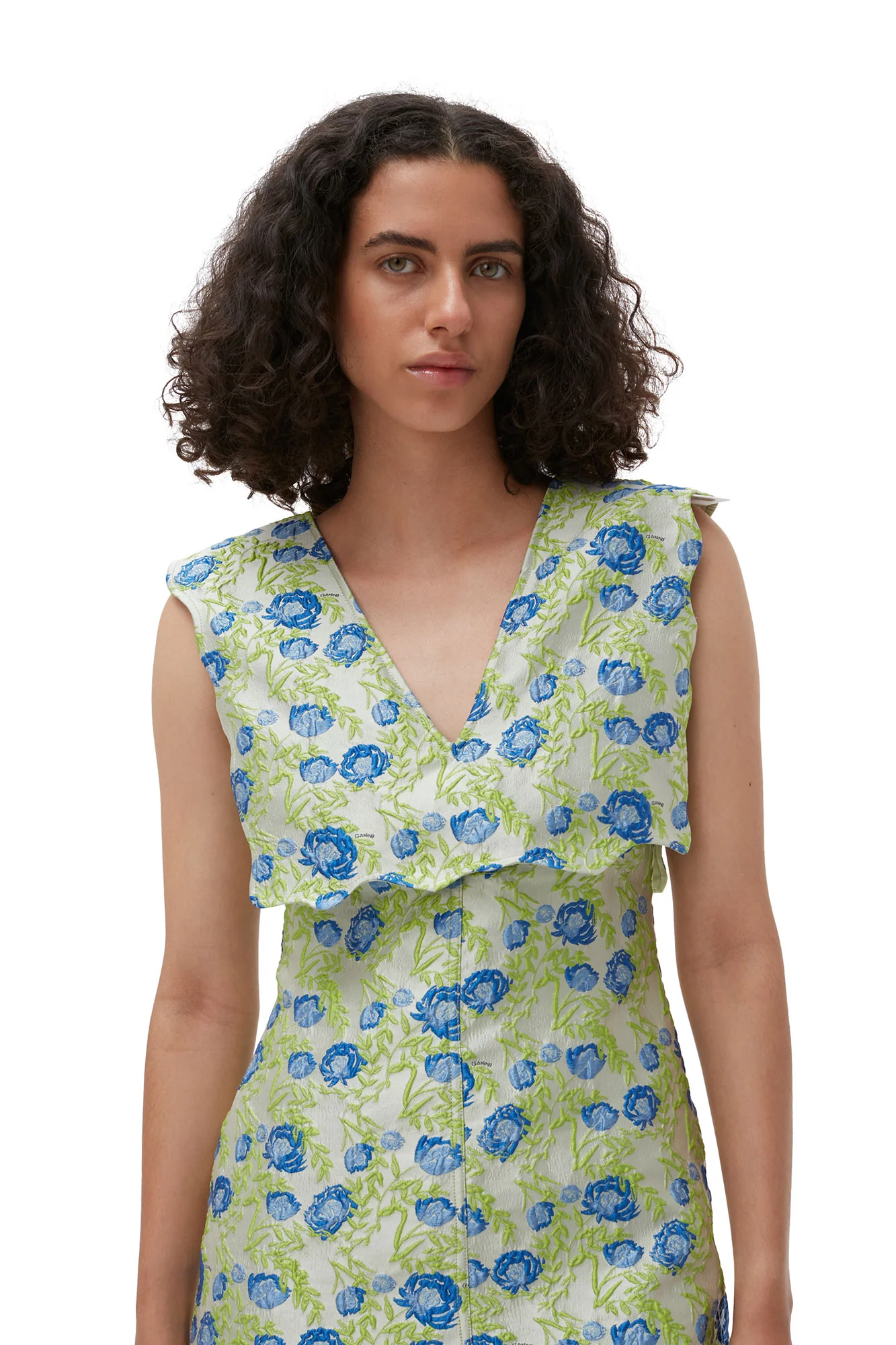 3D Jacquard Rhythm Collar Long Dress | Oyster Gray - Image 9