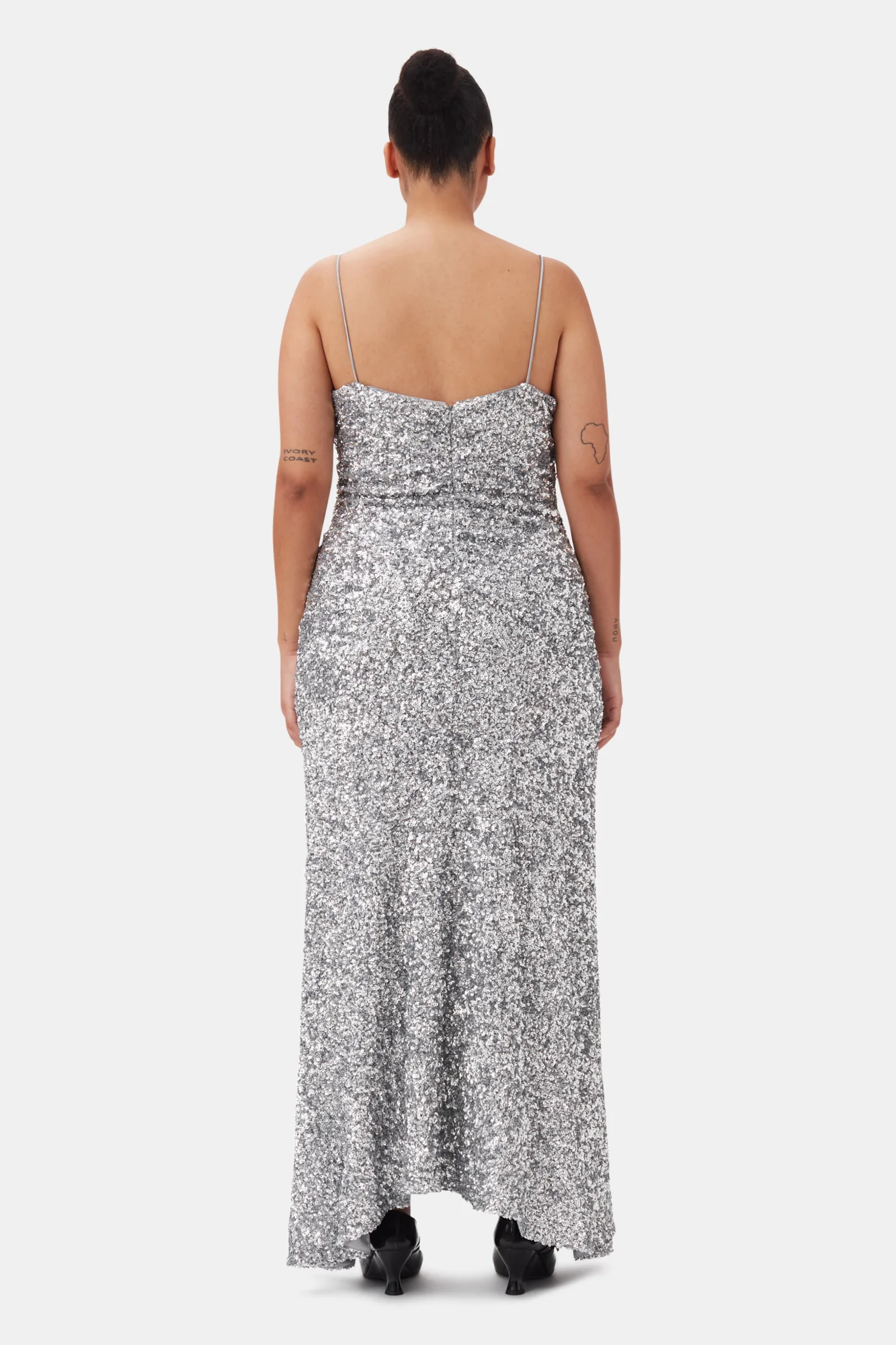 3D Sequins Long Slip Dress | Silver - Image 10