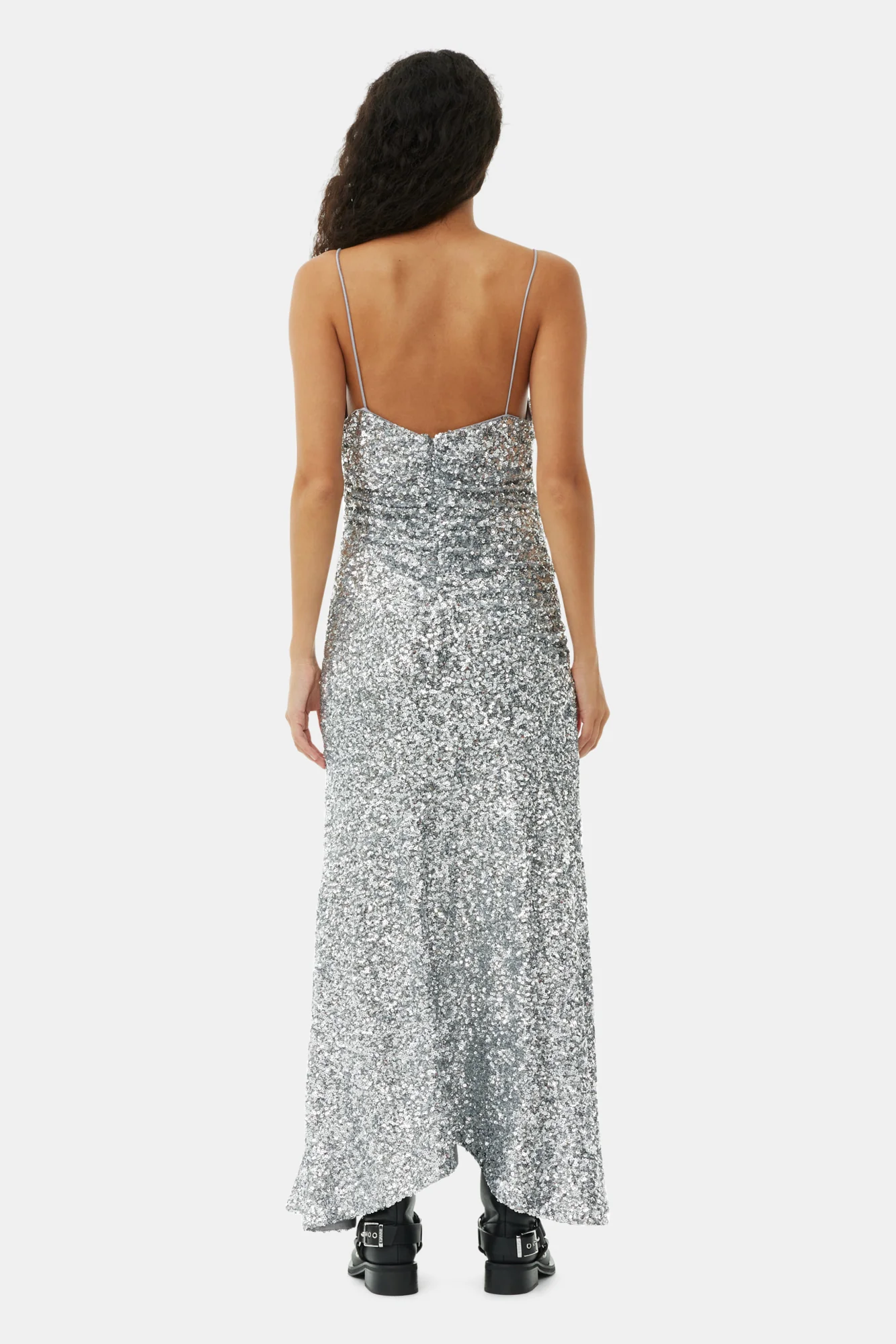 3D Sequins Long Slip Dress | Silver - Image 6