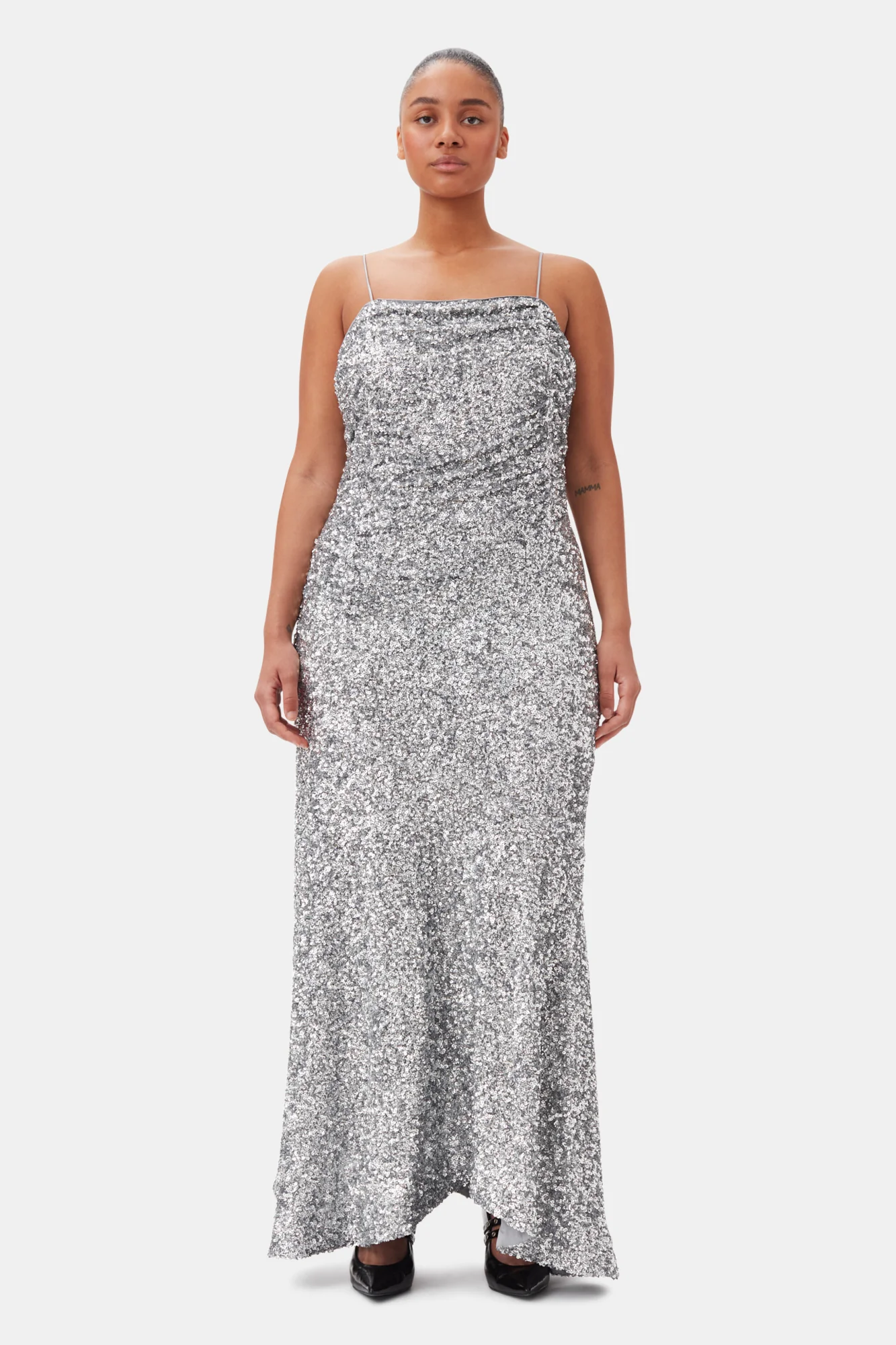3D Sequins Long Slip Dress | Silver - Image 7