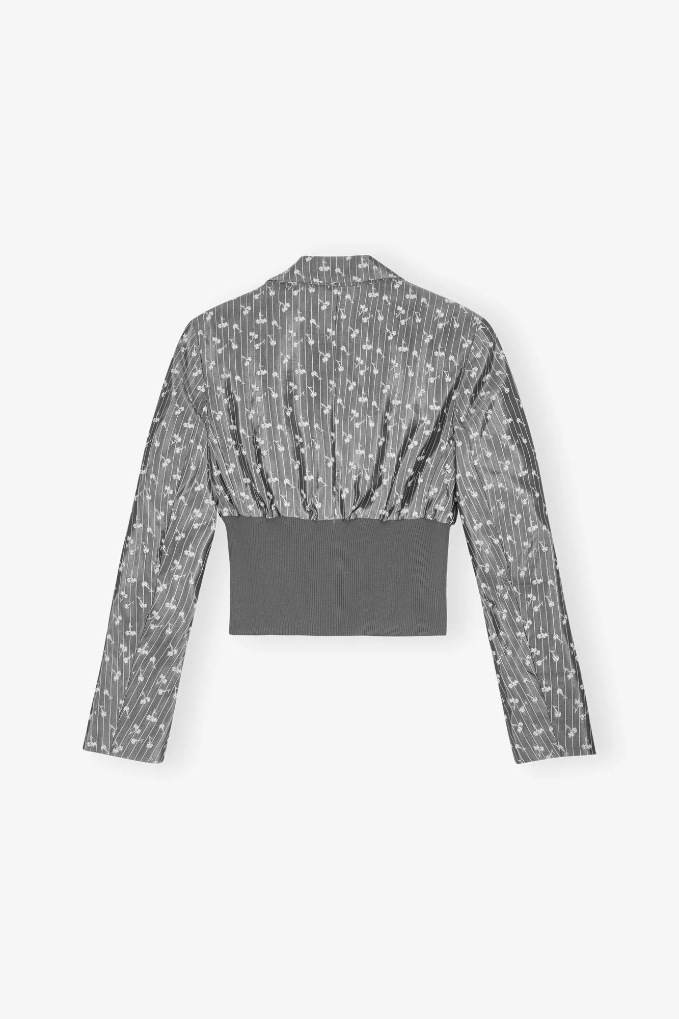 Acetate Jacquard Cropped Blazer | Smoked Pearl - Image 2