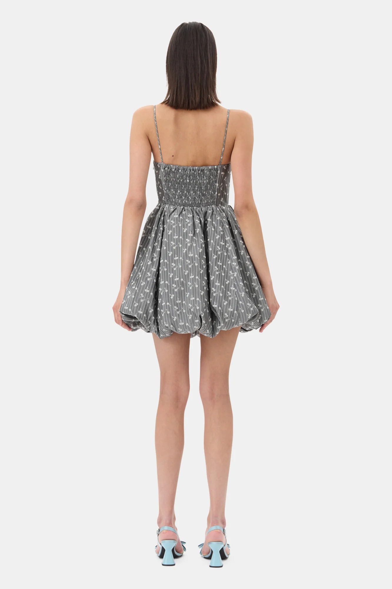Acetate Jacquard Strap Mini Dress | Smoked Pearl - Image 6