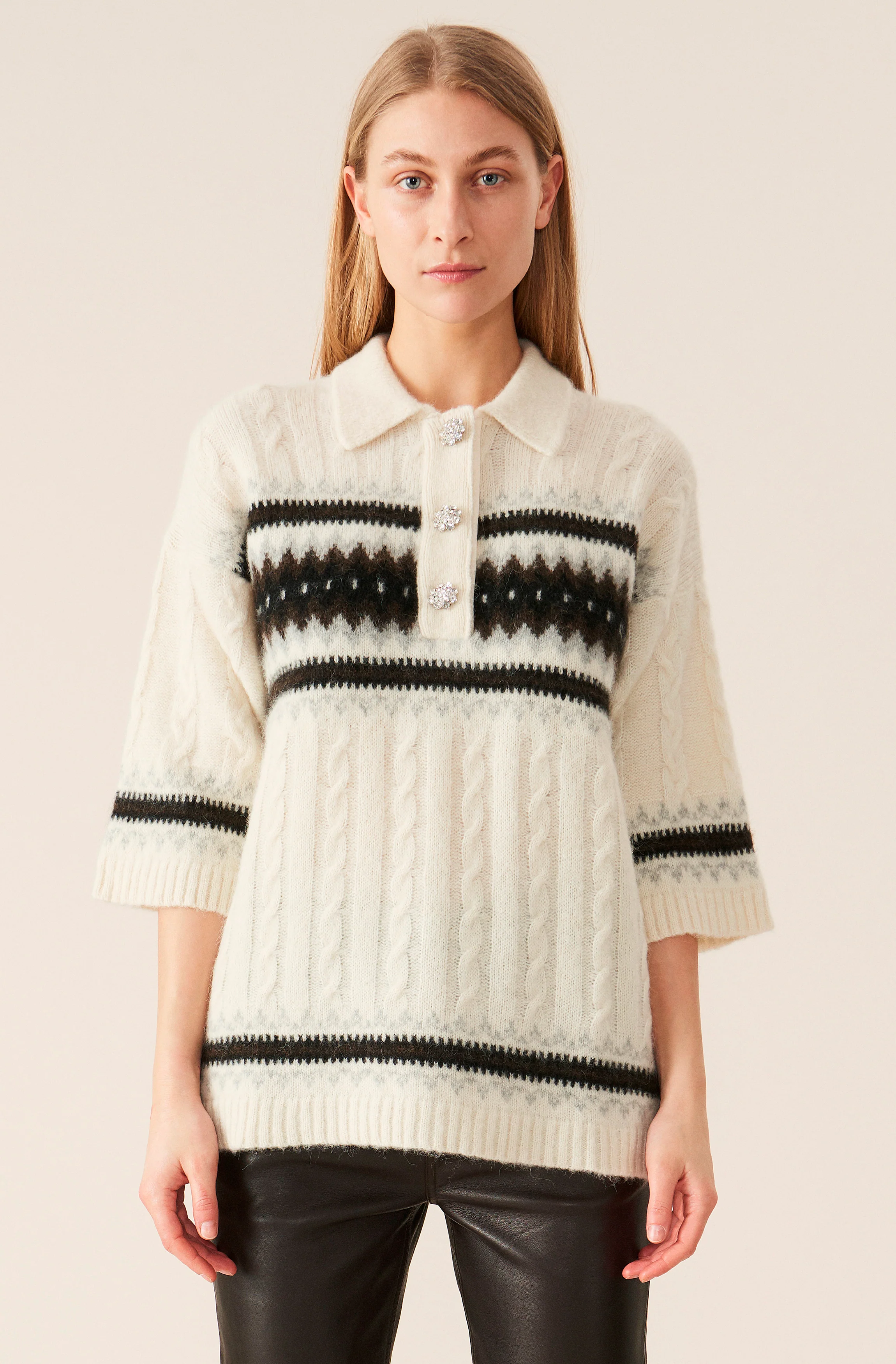 Alpaca Knit Oversized T-Shirt | Egret - Image 2