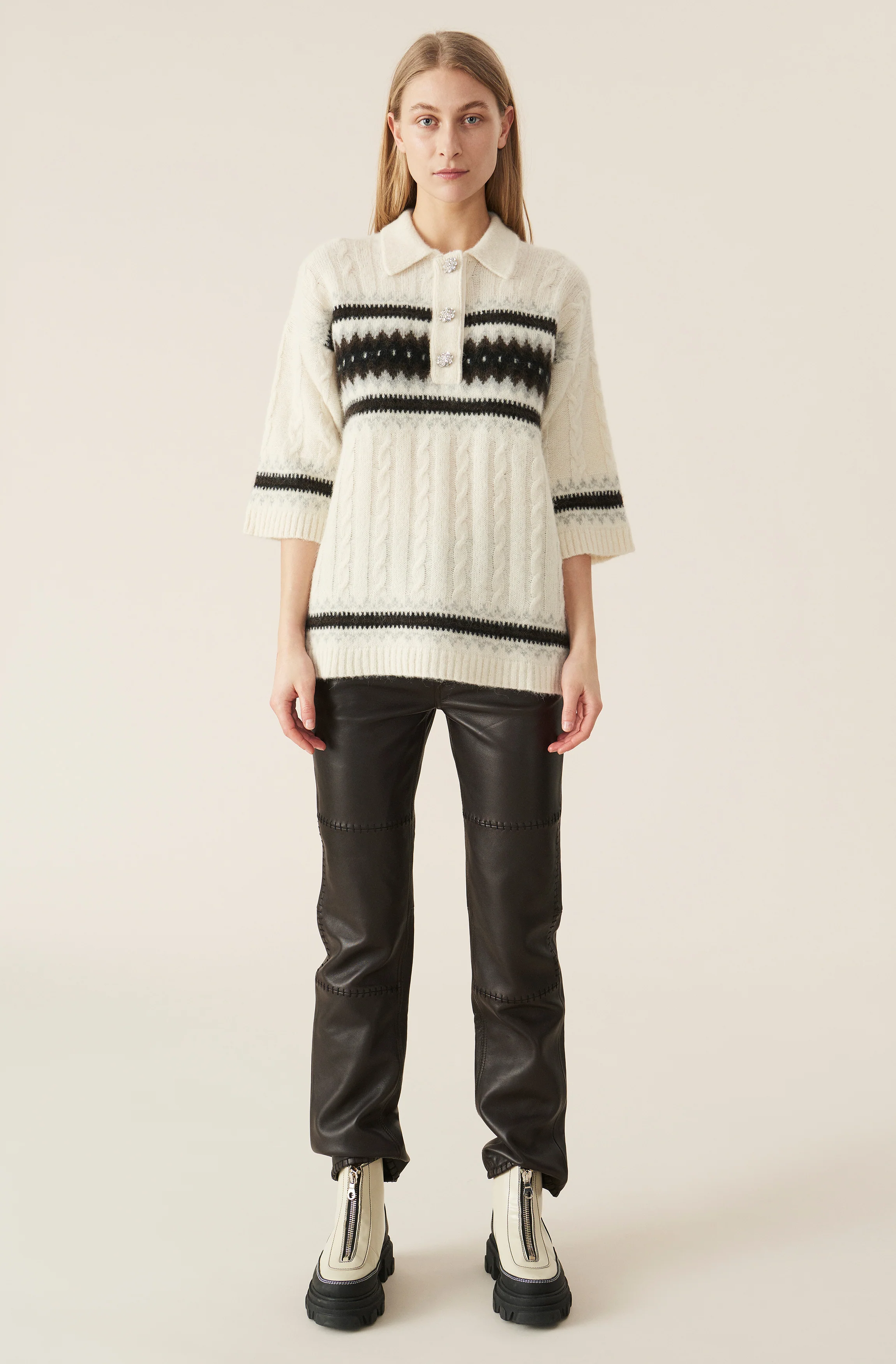 Alpaca Knit Oversized T-Shirt | Egret - Image 3