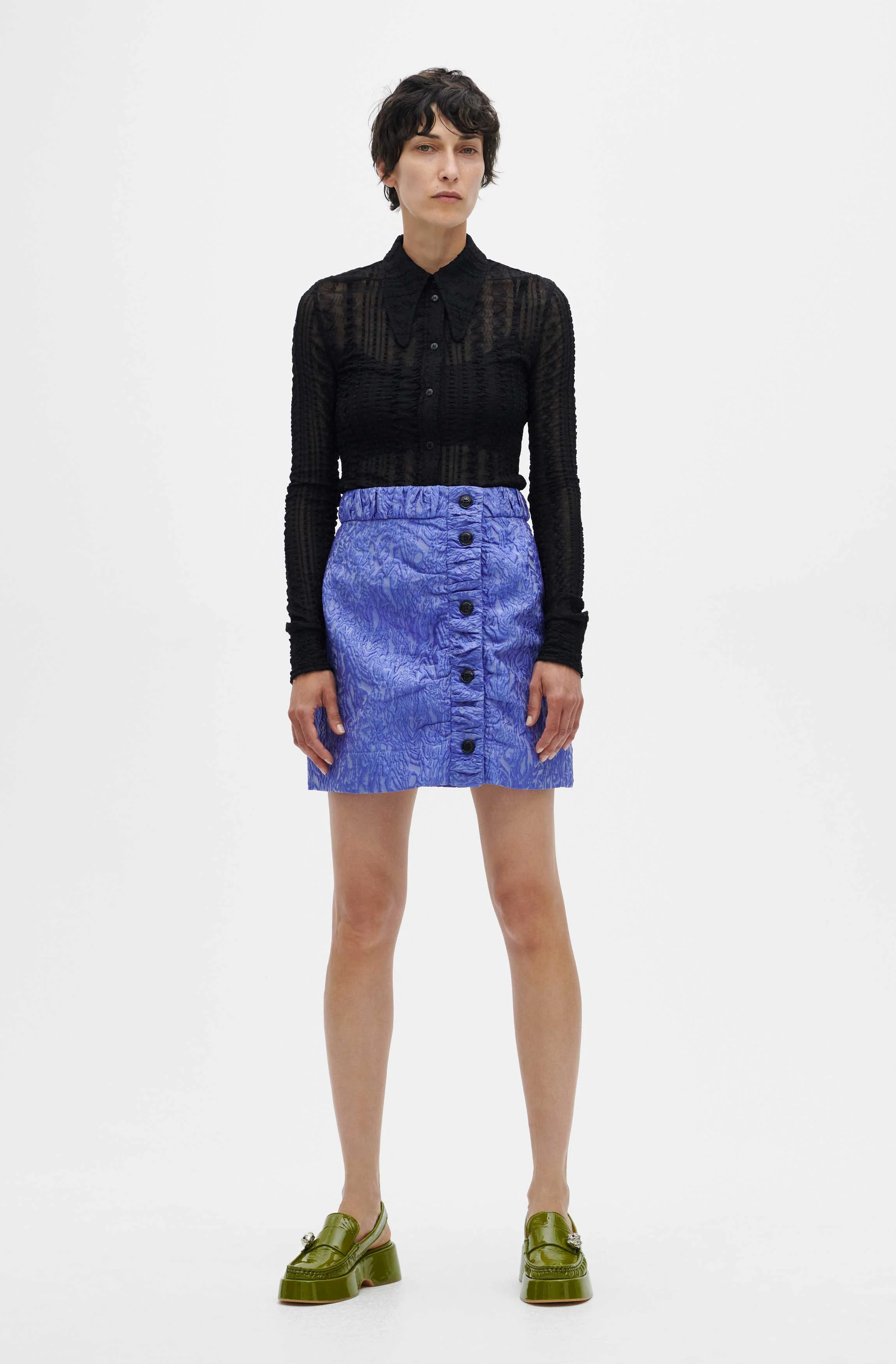 Asymmetrical Mini Skirt | Blue Iris - Image 3