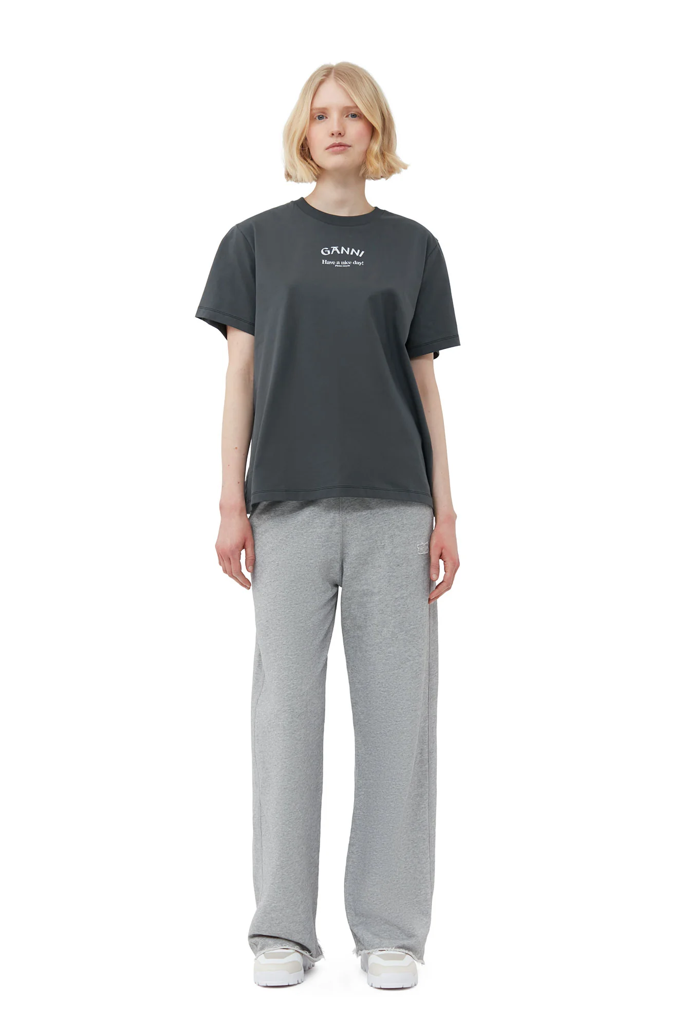 Basic Jersey Ganni Relaxed T-Shirt | Volcanic Ash - Image 5