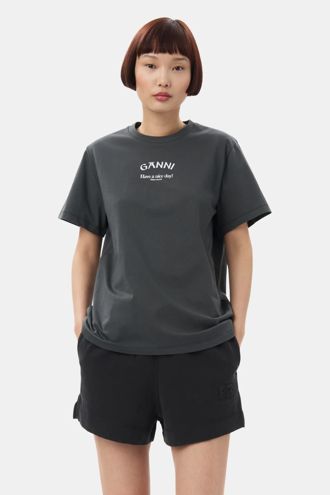 Basic Jersey Ganni Relaxed T-Shirt | Volcanic Ash - Image 6