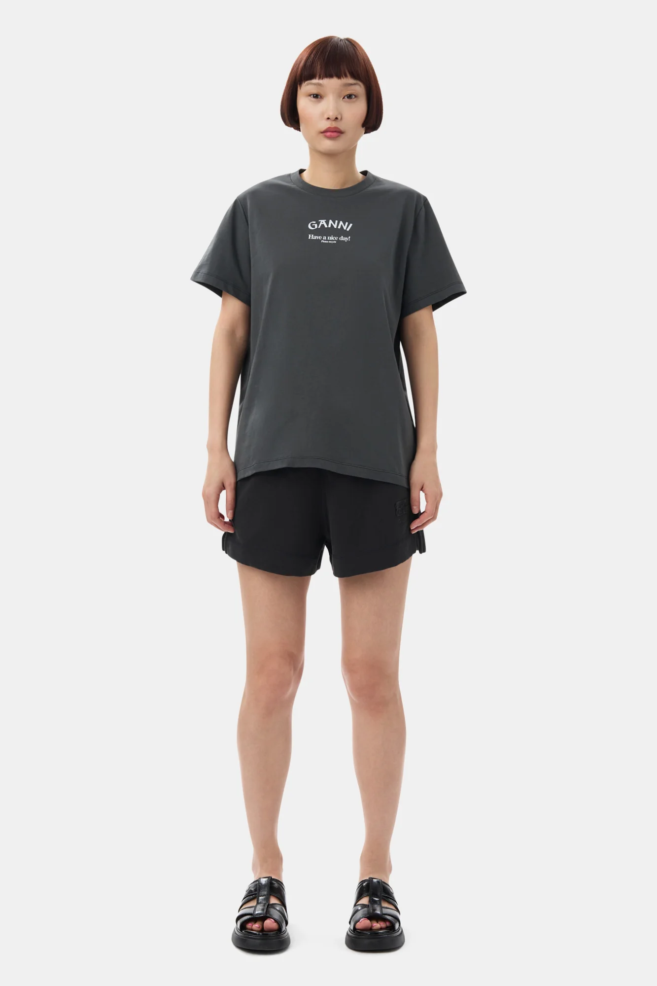 Basic Jersey Ganni Relaxed T-Shirt | Volcanic Ash - Image 8