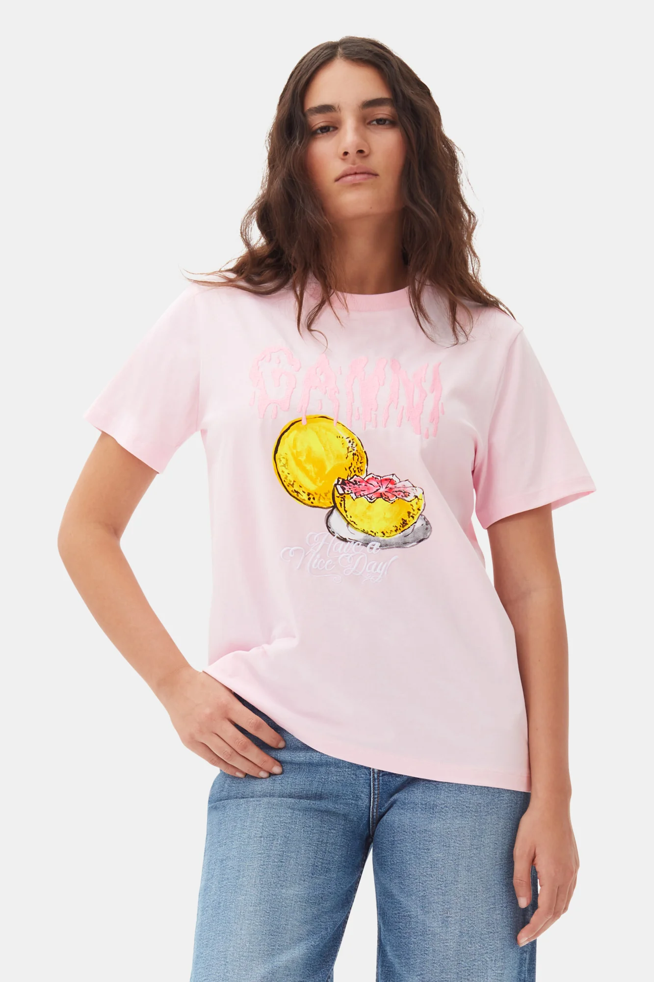 Basic Jersey Grapefruit Relaxed T-Shirt | Chalk Pink - Image 3