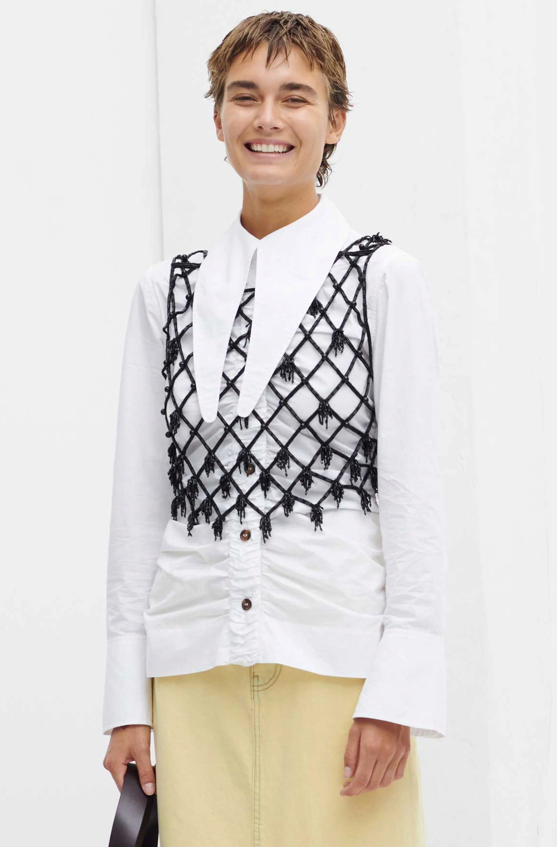 Beaded Netting Crop Top | Black - Image 2
