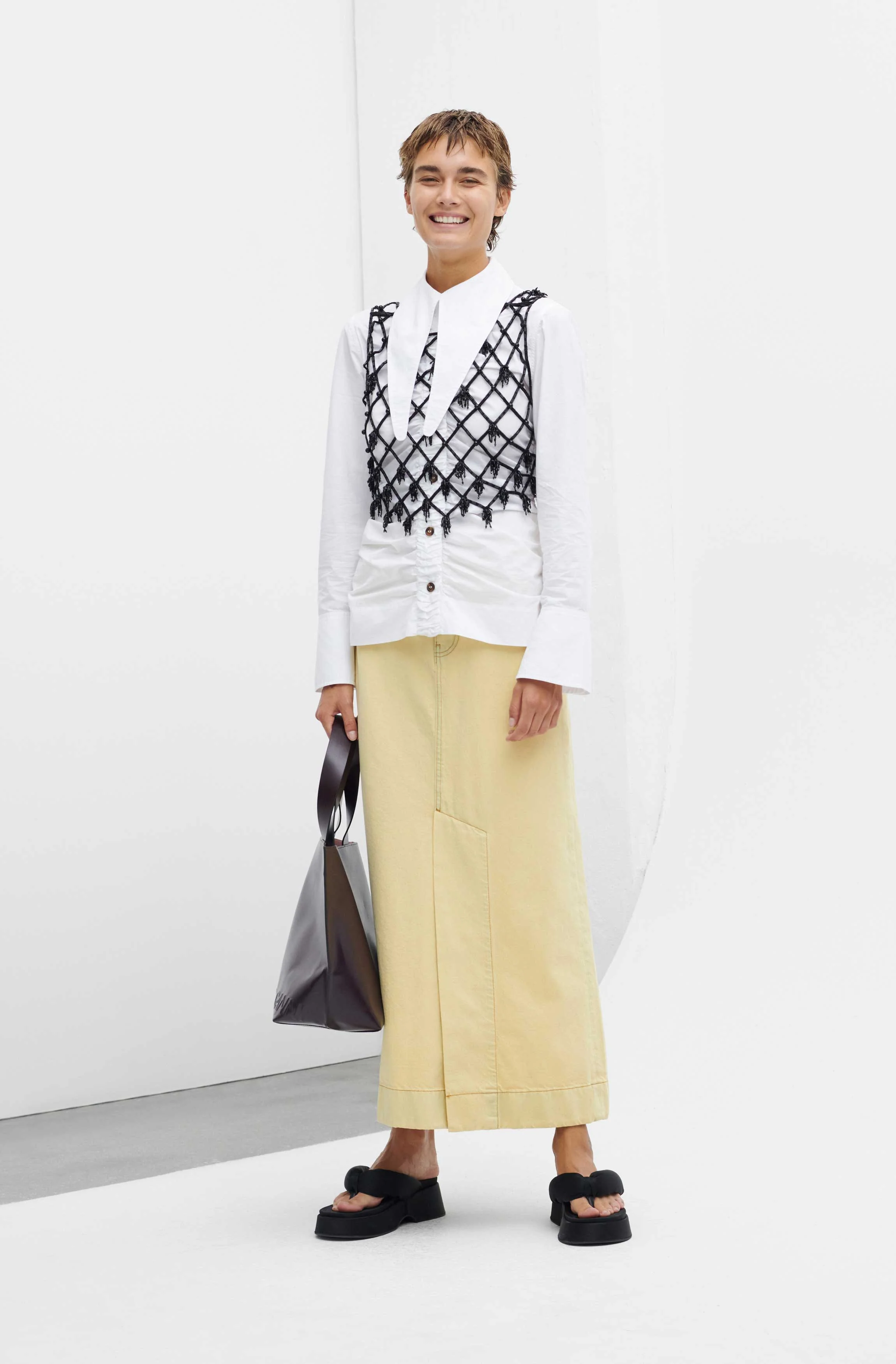 Beaded Netting Crop Top | Black - Image 3