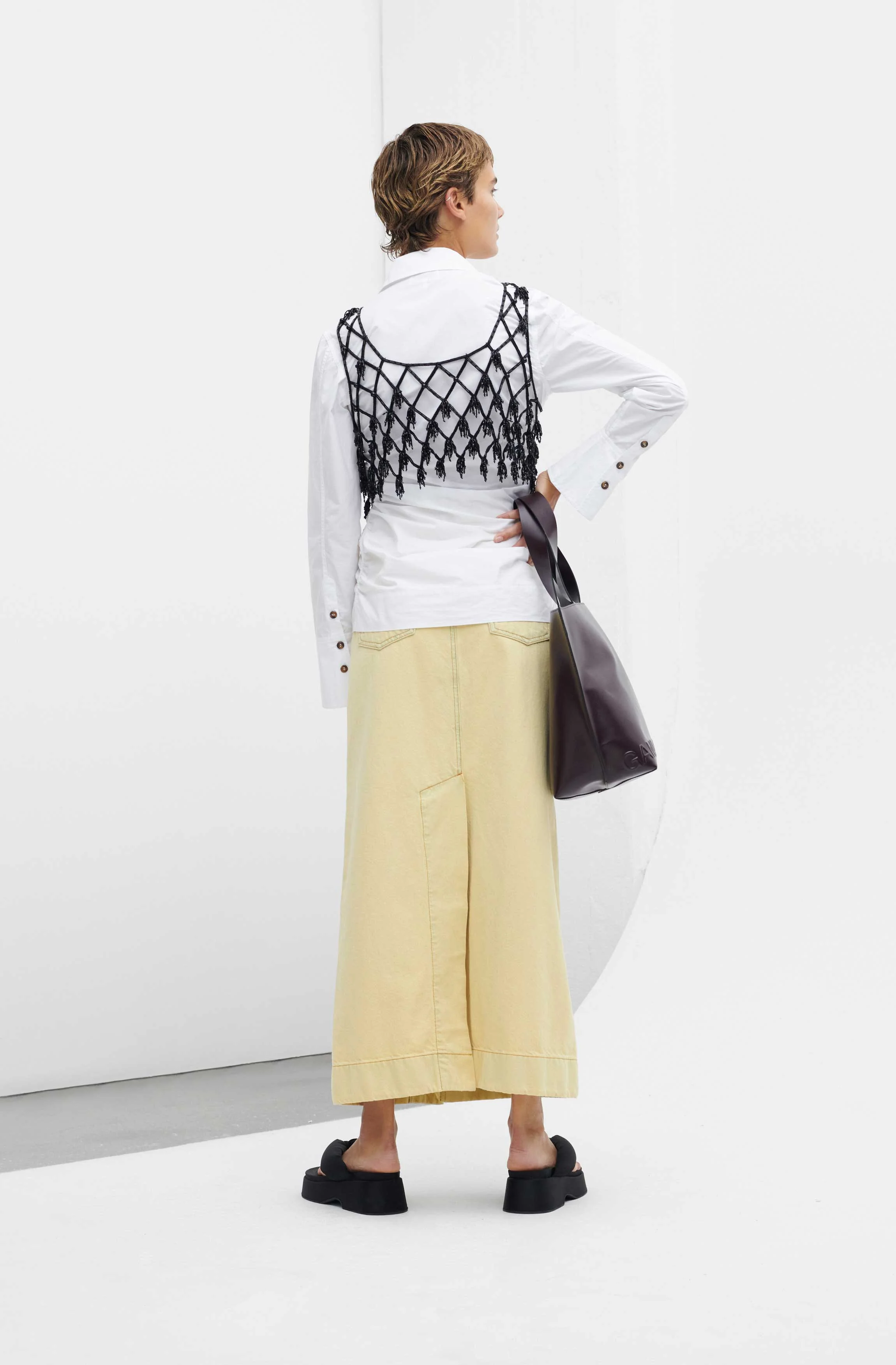 Beaded Netting Crop Top | Black - Image 4