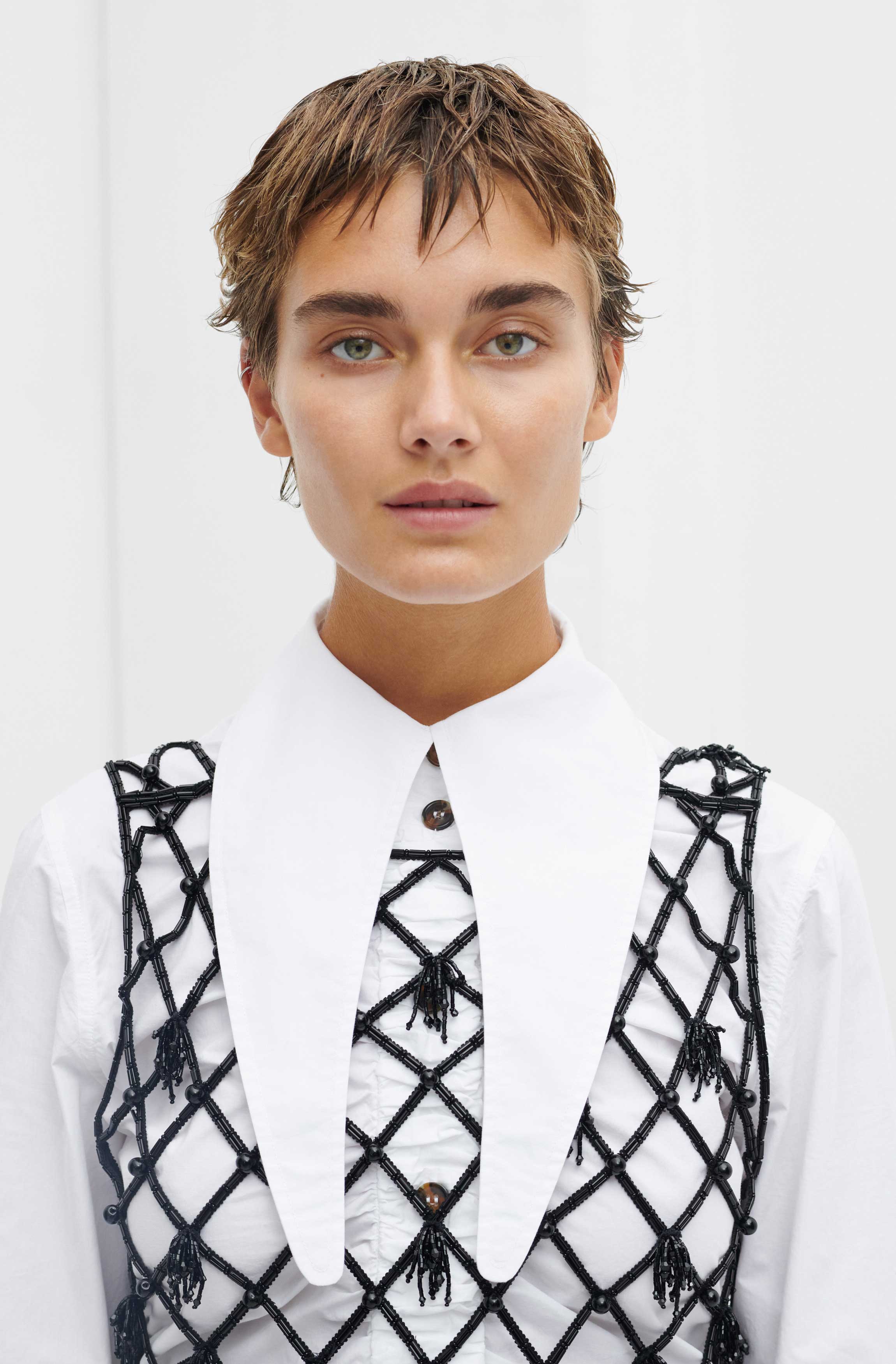 Beaded Netting Crop Top | Black - Image 5