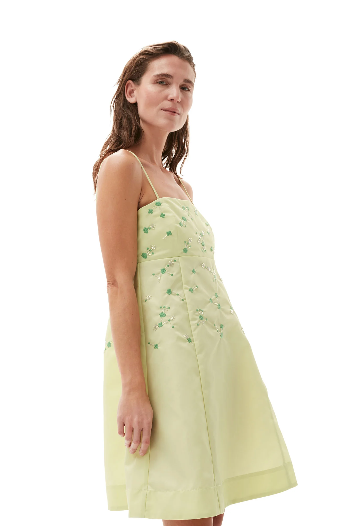 Beaded Nylon Mini Dress | Lily Green - Image 5
