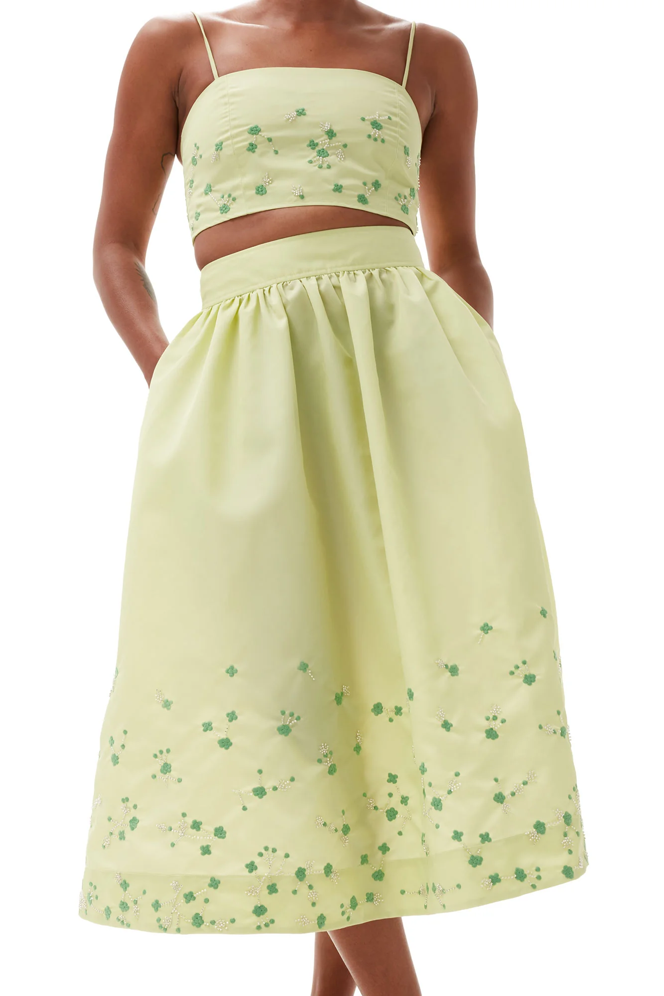 Beaded Nylon Skirt | Lily Green - Image 6