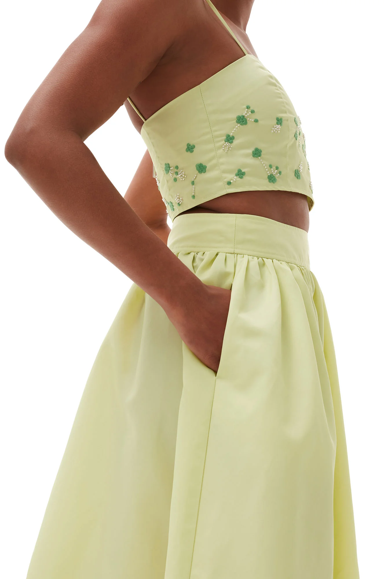 Beaded Nylon Skirt | Lily Green - Image 7