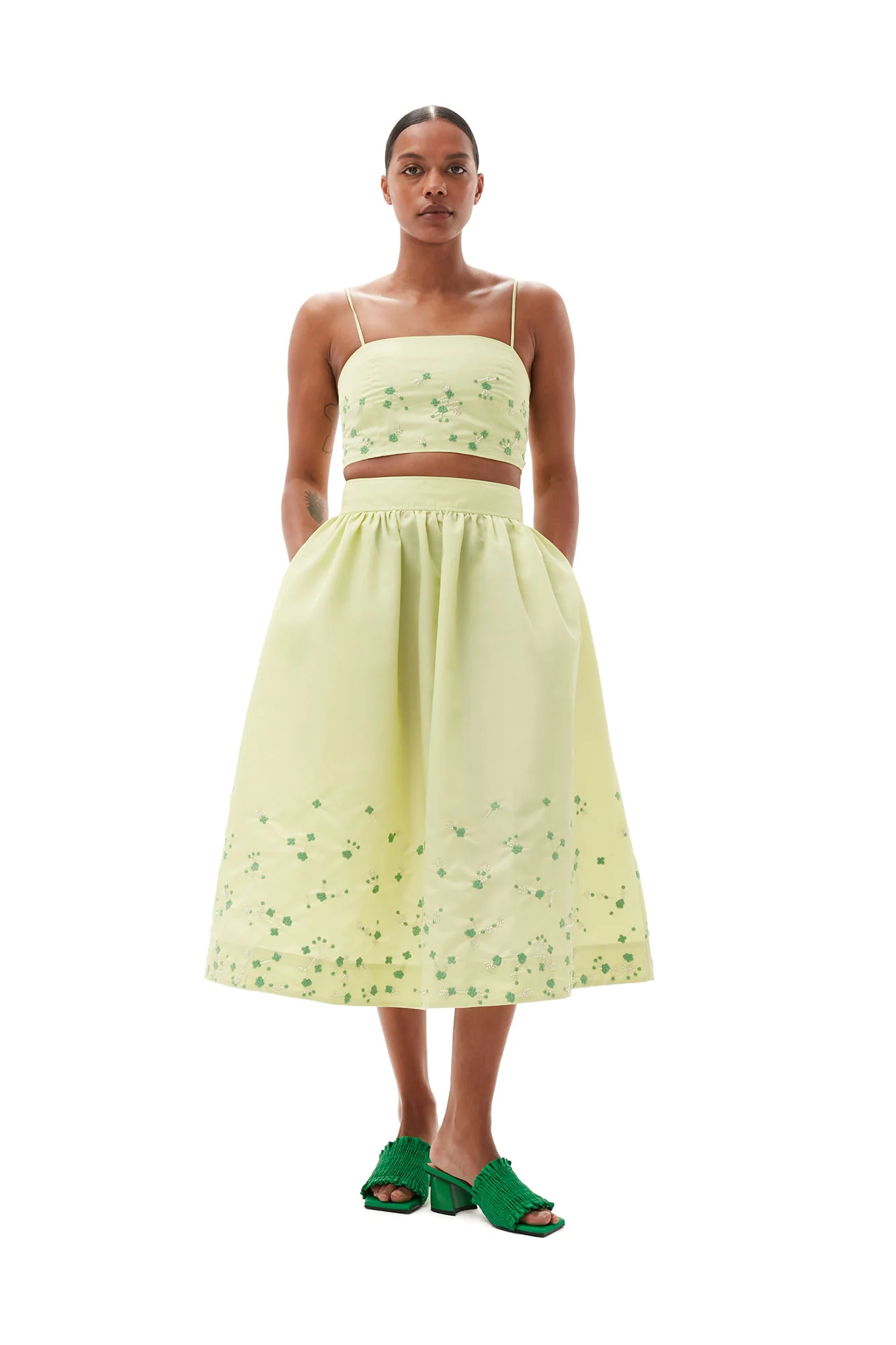 Beaded Nylon Top | Lily Green - Image 3