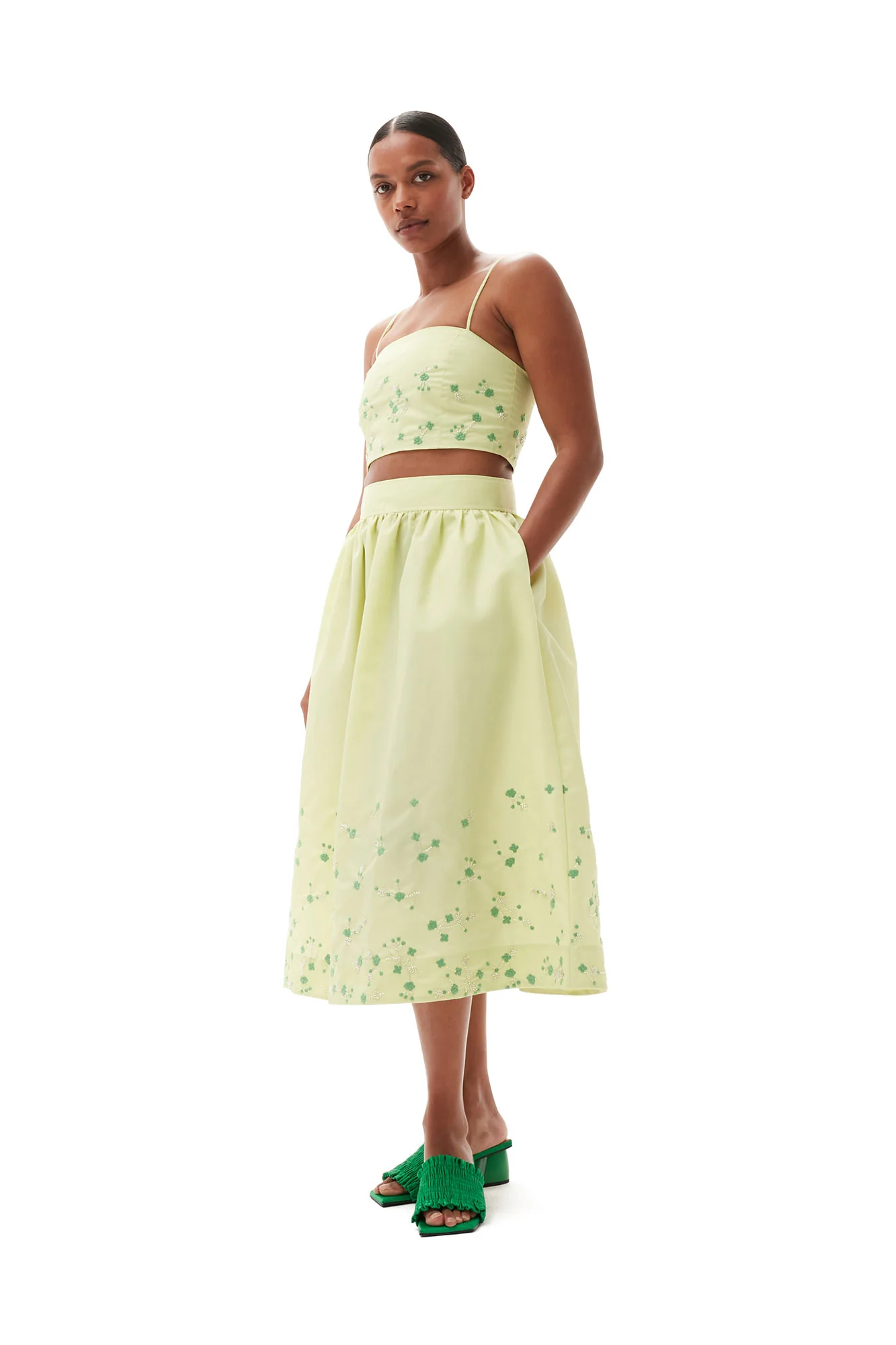 Beaded Nylon Top | Lily Green - Image 4