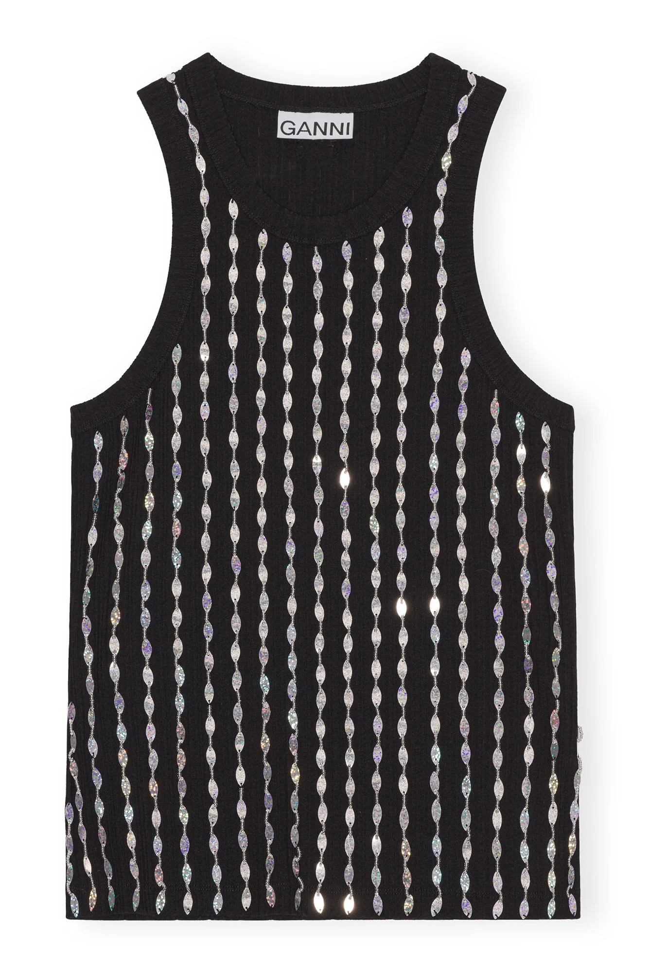 Beaded Rib Jersey Top | Black