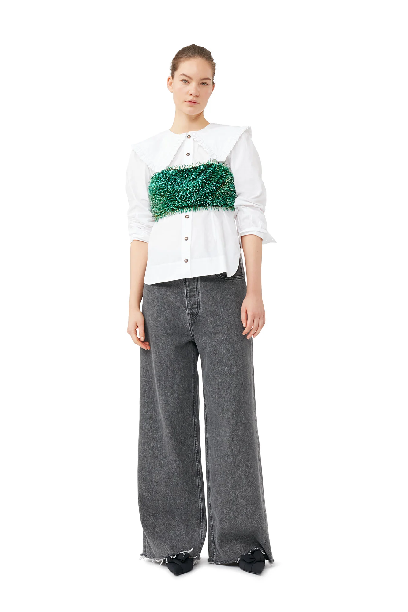 Beaded Taffeta Top | Black - Image 7