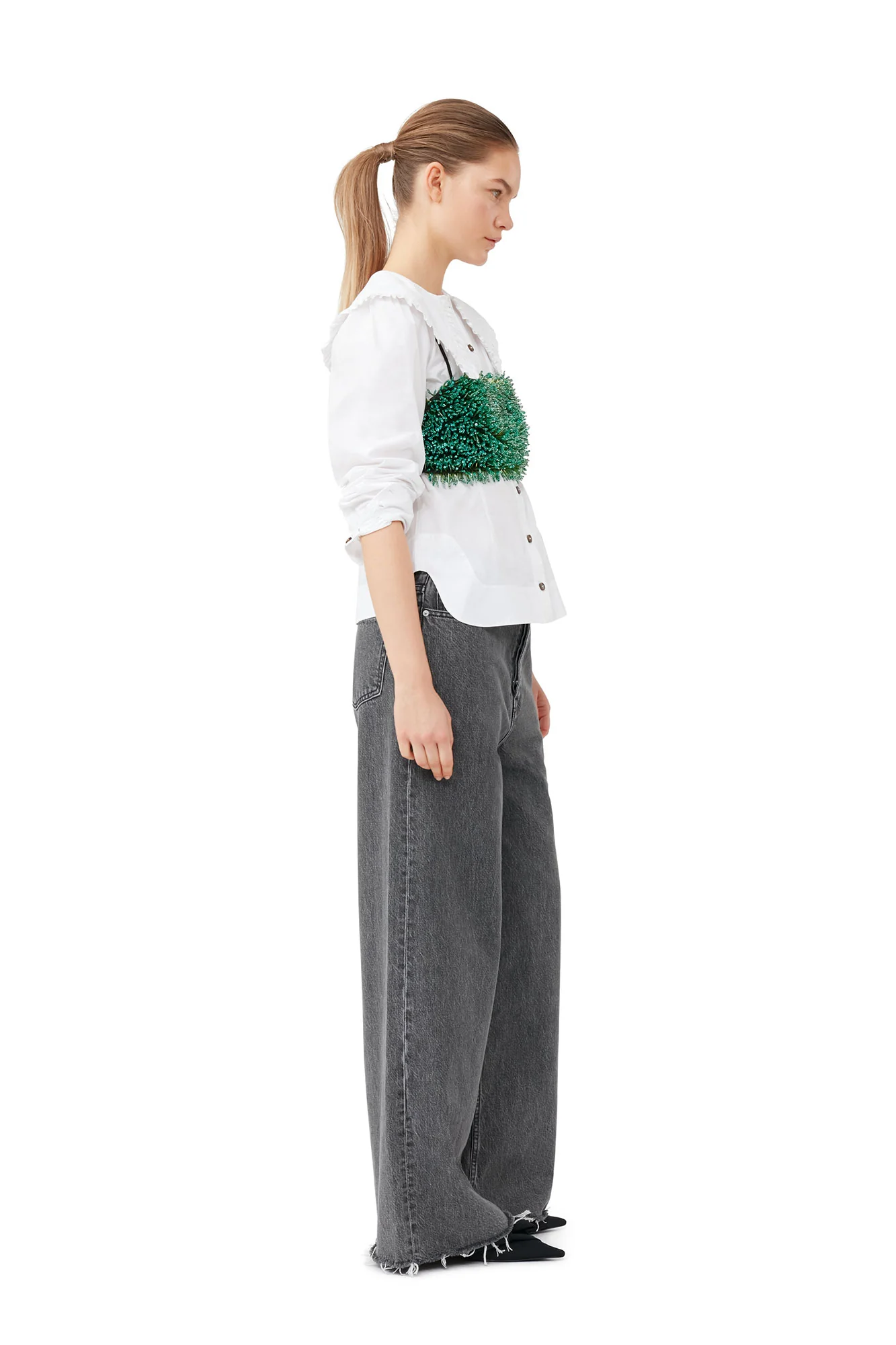 Beaded Taffeta Top | Black - Image 9