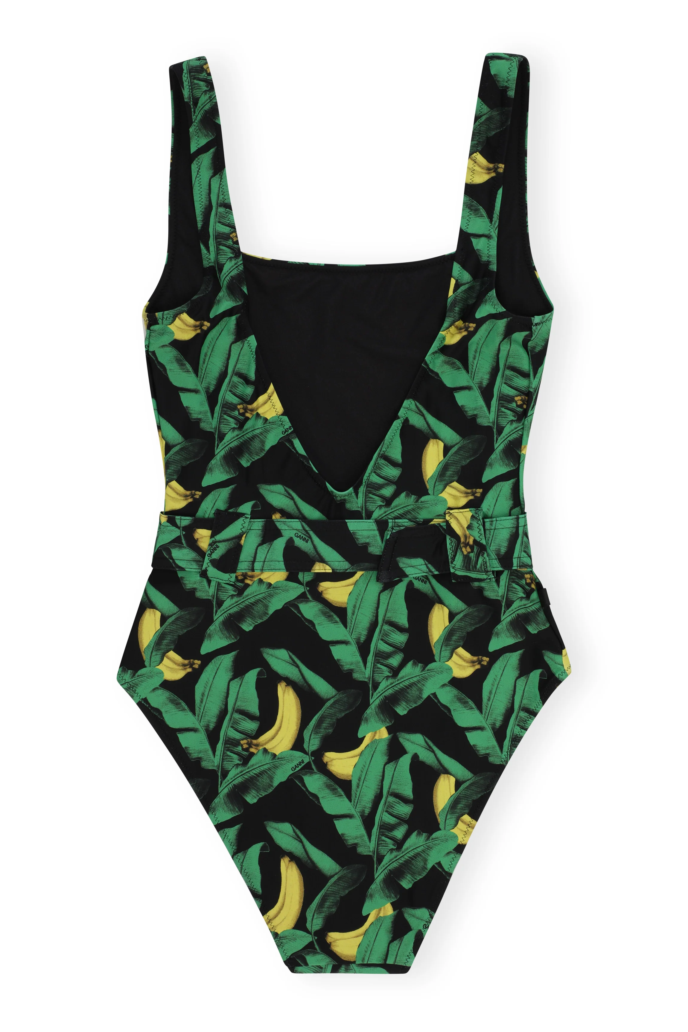 Belted One-Piece Swimsuit | Banana Tree Black - Image 2