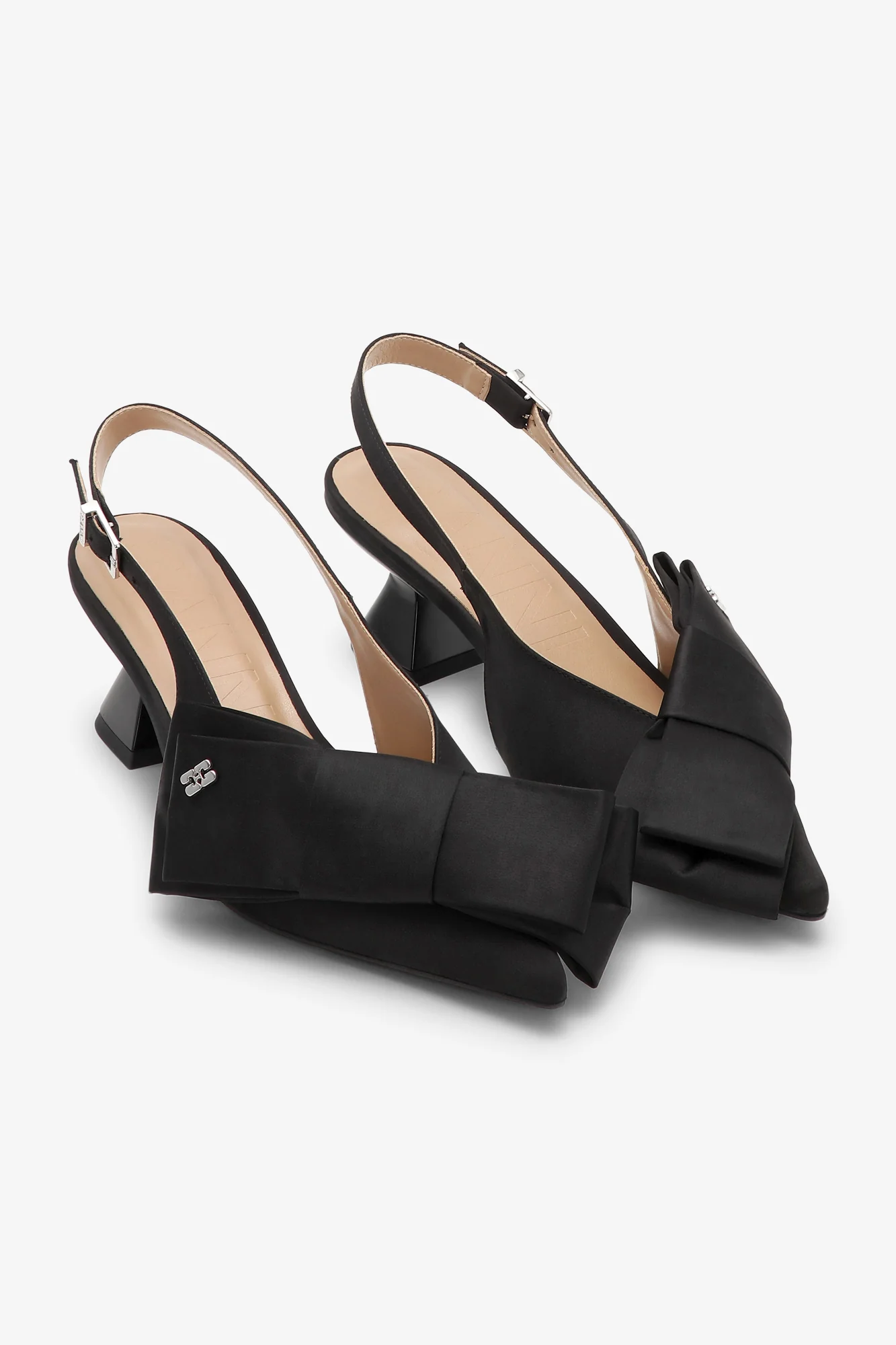 Big Bow Kitten Heel Pump Satin | Black - Image 2