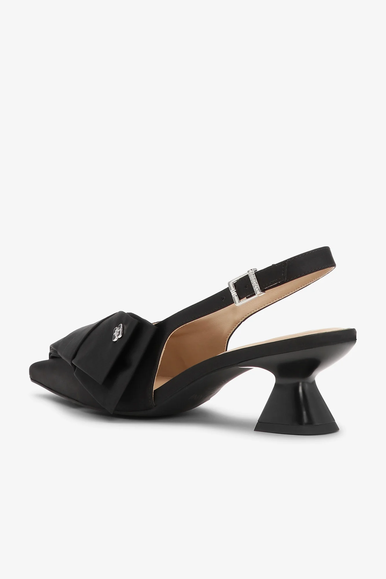 Big Bow Kitten Heel Pump Satin | Black - Image 3