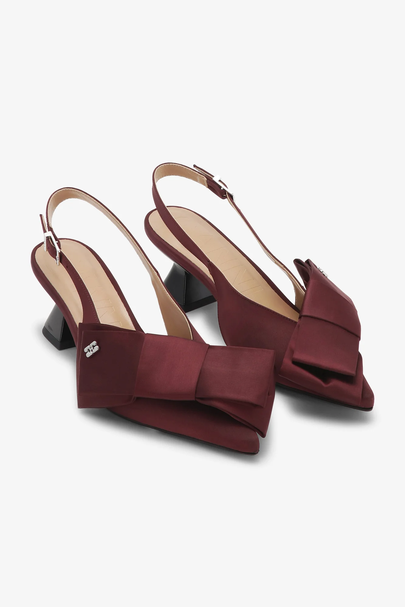 Big Bow Kitten Heel Pump Satin | Dark Burgundy - Image 2