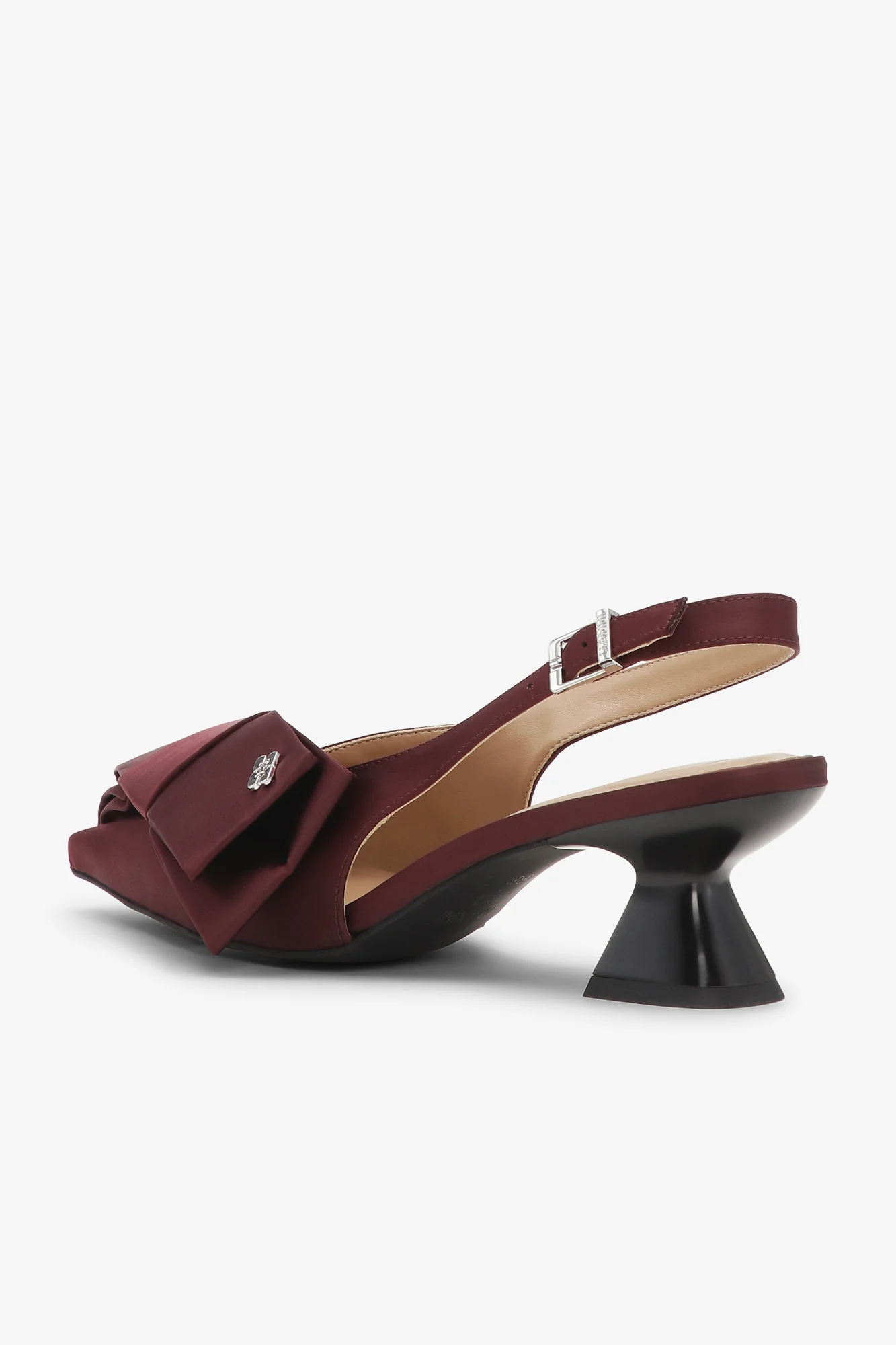 Big Bow Kitten Heel Pump Satin | Dark Burgundy - Image 3
