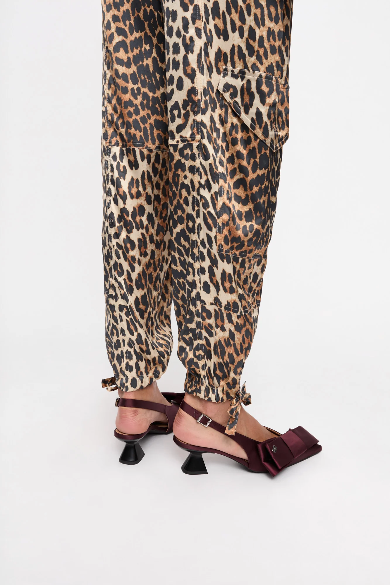 Big Bow Kitten Heel Pump Satin | Dark Burgundy - Image 5