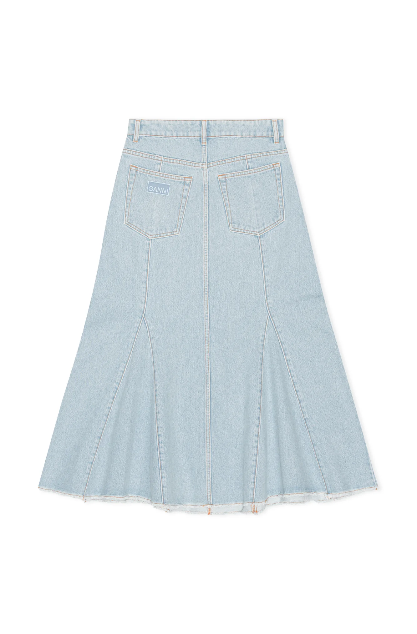 Bleach Denim Peplum Midi Skirt | Light Blue Stone - Image 3