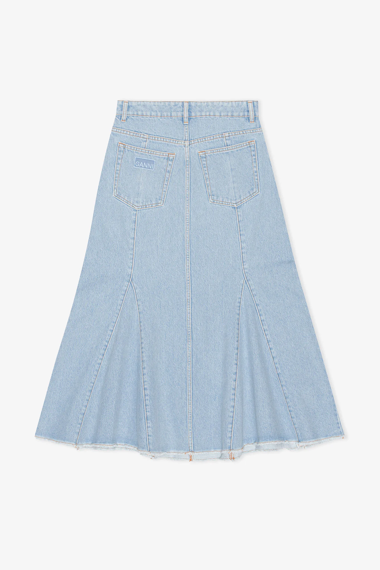 Bleach Denim Peplum Midi Skirt | Light Blue Stone - Image 4